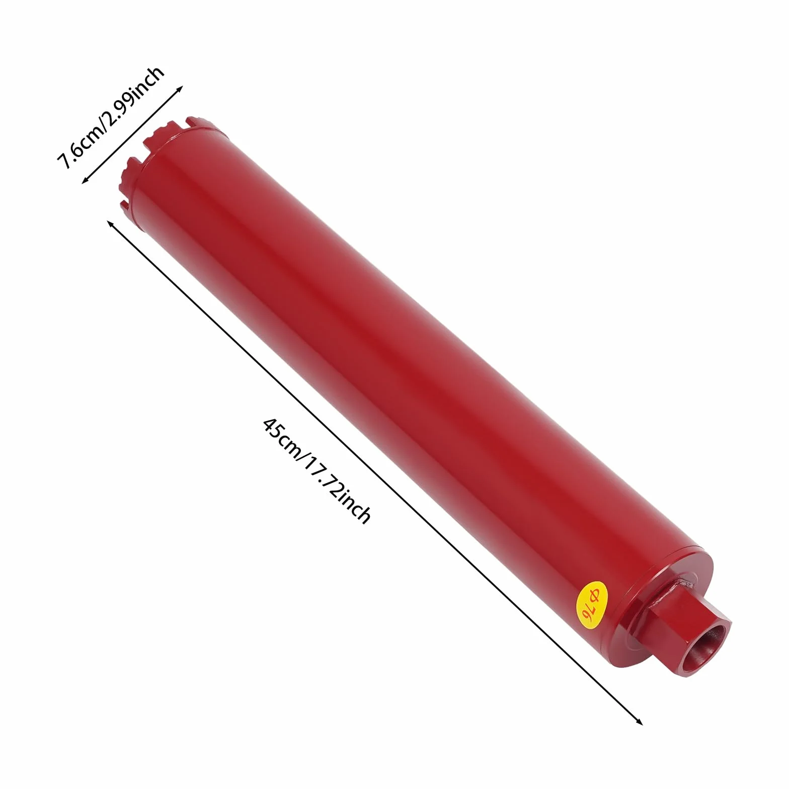 Diamentowa koronka wiertnicza rdzeniowa Ø 76 mm, głębokość wiercenia 410 mm, wiertło rdzeniowe do betonu zbrojonego, muru, kamienia, cegły, systemu wiercenia na mokro, trwała i precyzyjna