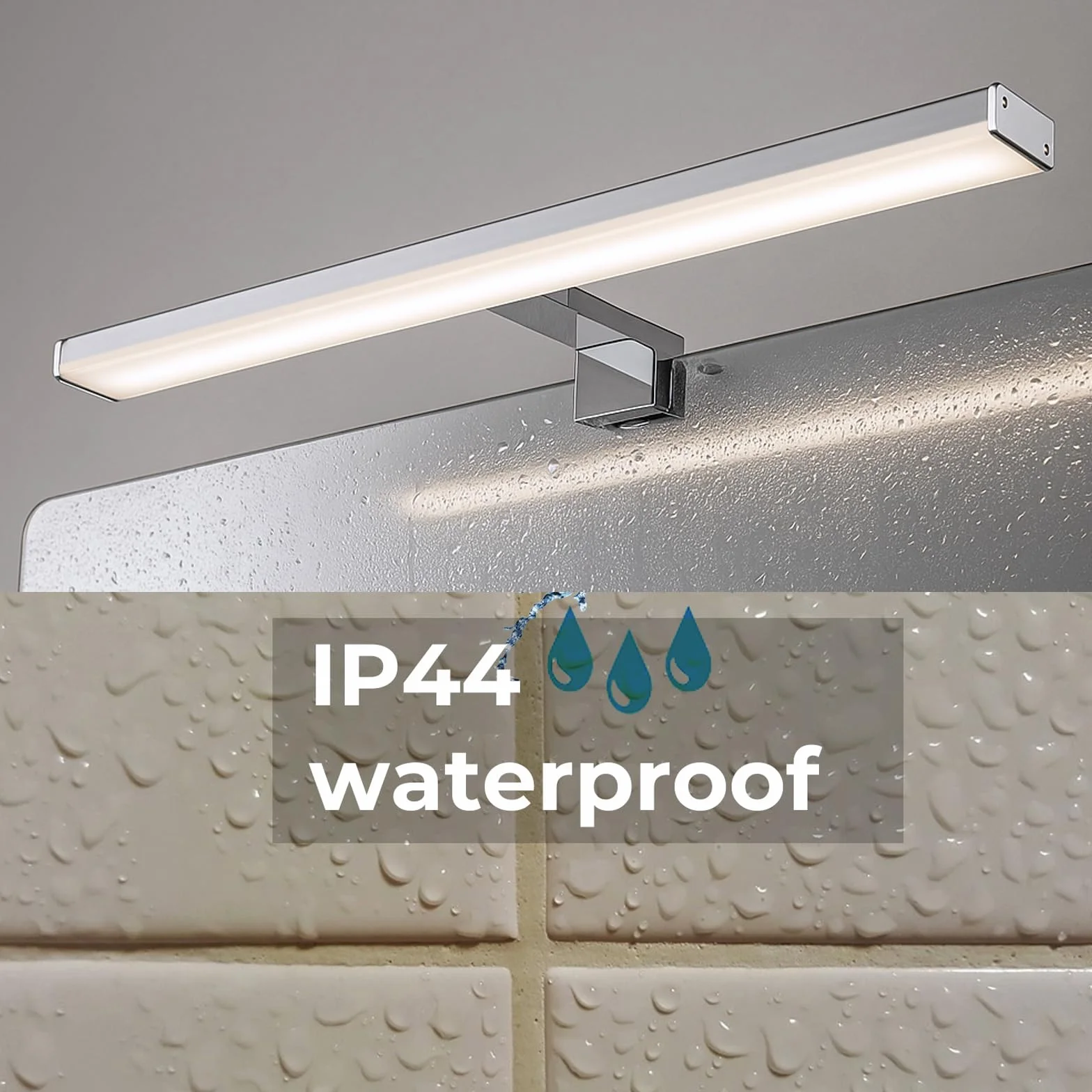 Alpinaluz Lampa ścienna LED do lustra łazienkowego, neutralne białe światło, 4000 K, IP44, aluminiowa obudowa i chromowany uchwyt z poliwęglanu, montaż na ścianie lub szafce (50 cm, 12 W)