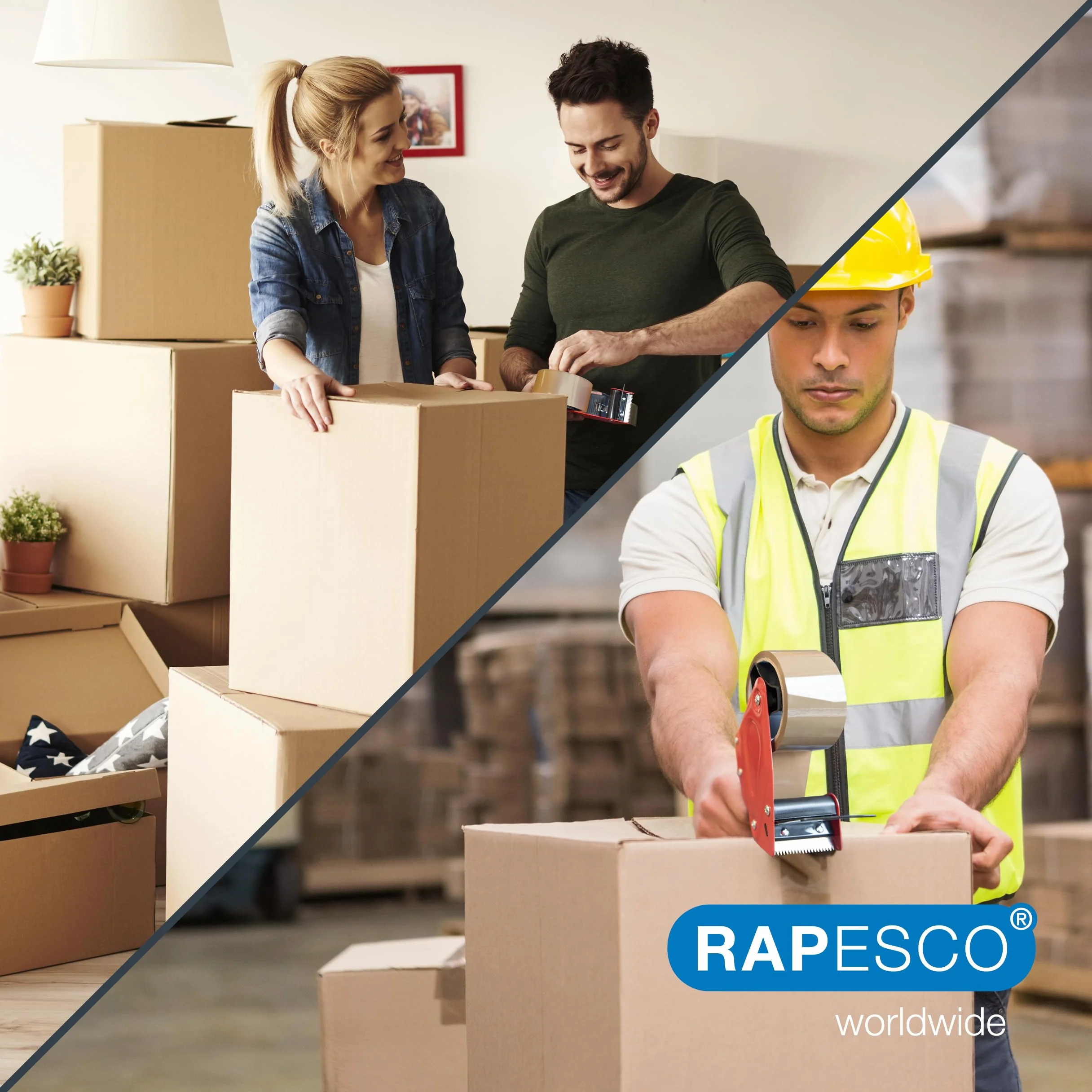 Rapesco 1696 Mocna Taśma Pakowa Klejąca 50 mm x 60 m, Brązowa, 2 Sztuki