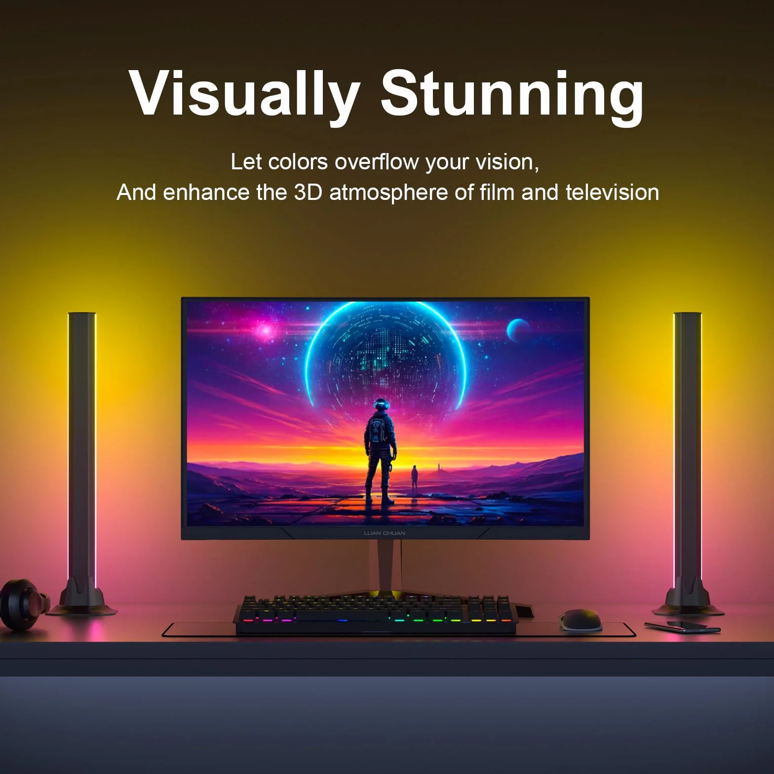 32CM Listwy Światła LED, Oświetlenie do Gier z Synchronizacją Muzyki, Oświetlenie Ambientowe, Podświetlenie TV do Komputera, Gier, Dekoracji Pomieszczeń USB 5V