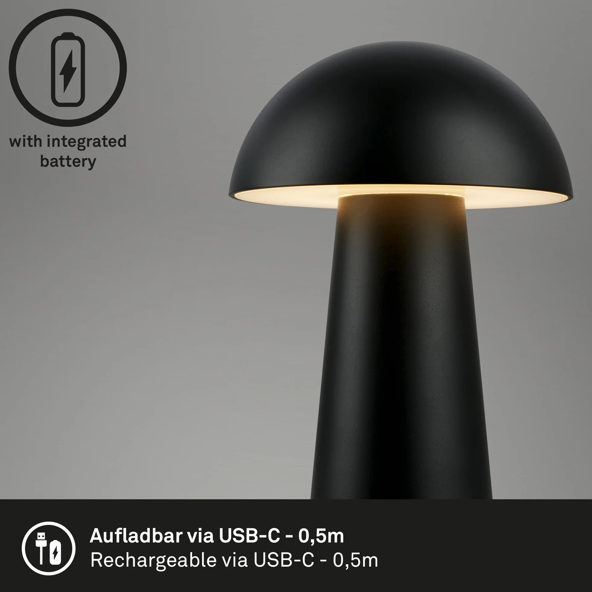 BRILONER - Mini lampa stołowa LED, bezprzewodowa, dotykowa, ściemniana stopniowo, IP44, lampka nocna, lampka do czytania, lampa LED, lampa kempingowa, lampa stołowa, lampa akumulatorowa, lampa