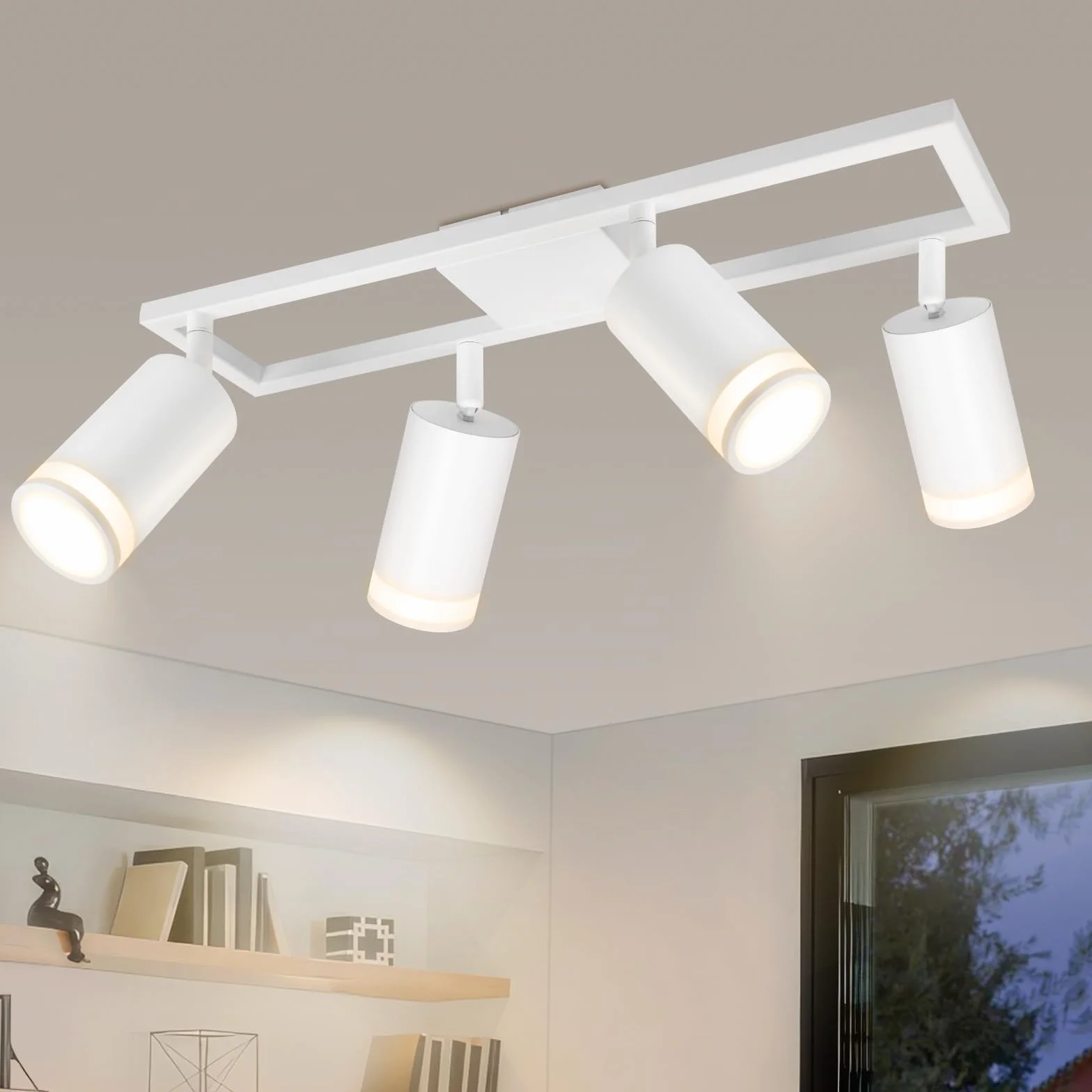 Lampa sufitowa LED 4-punktowa podwójna obrotowa GU10 biała do kuchni salonu