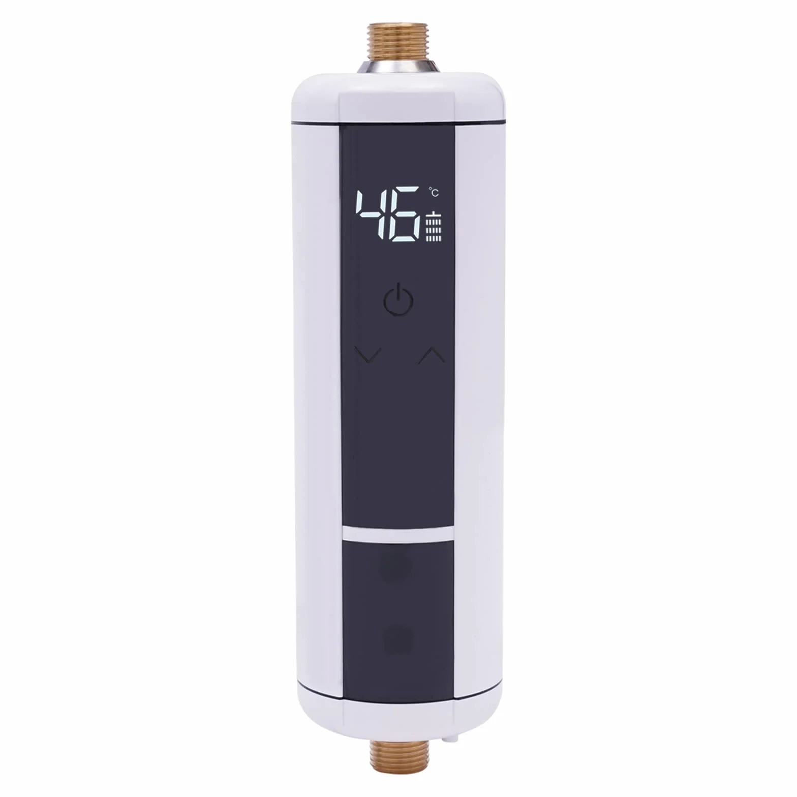 Mini podgrzewacz przepływowy, elektroniczny termostat, natychmiastowa gotowość do ciepłej wody 30-52℃, 3500 W, tworzywo ABS, ze wskaźnikiem temperatury LED, do łazienki, kuchni, biały
