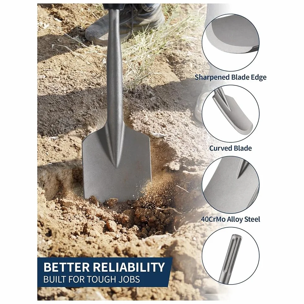 Wytrzymałe wiertło SDS Max Clay Spade Drill Bit 4 1/5.1 cm x 43 cm. Stalowa łopatka do zaprawy Załącznik Rozszerzone narzędzie do mieszania cementu
