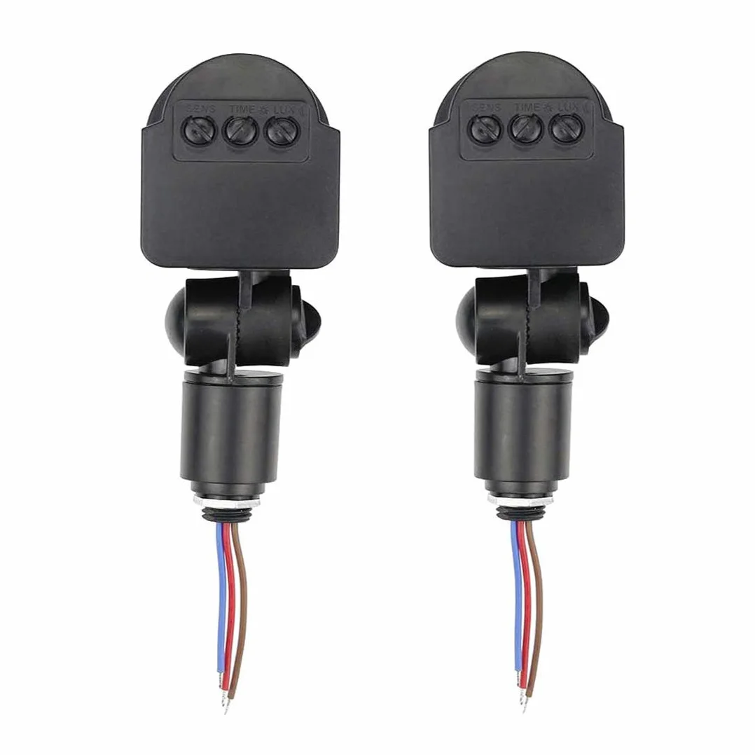 Hailege 2 szt. DC 12 V zewnętrzny przełącznik czujnika podczerwieni do monitora PIR - 12 V automatyczny czujnik ruchu na podczerwień, zegar do montażu na ścianie, zewnętrzny czujnik ruchu, przełącznik