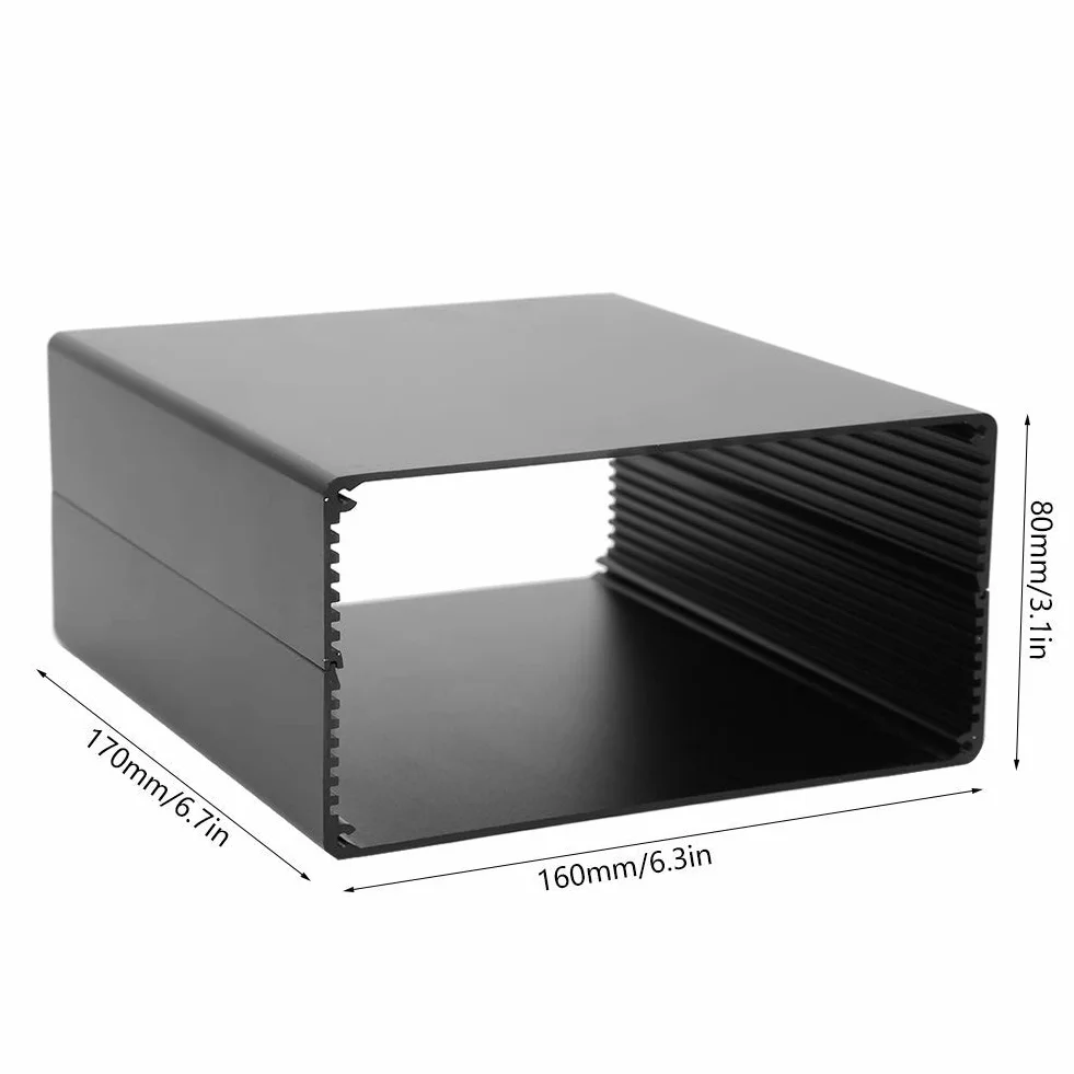 Aluminiowa skrzynka elektryczna projektowy, puszkę rozgałęźną, aluminiową elektroniczną skrzynkę projektowy obudowę podzieloną DIY, matową czarną PCB rozpraszającą ciepło, obudowę 80 x 160 x 170 mm