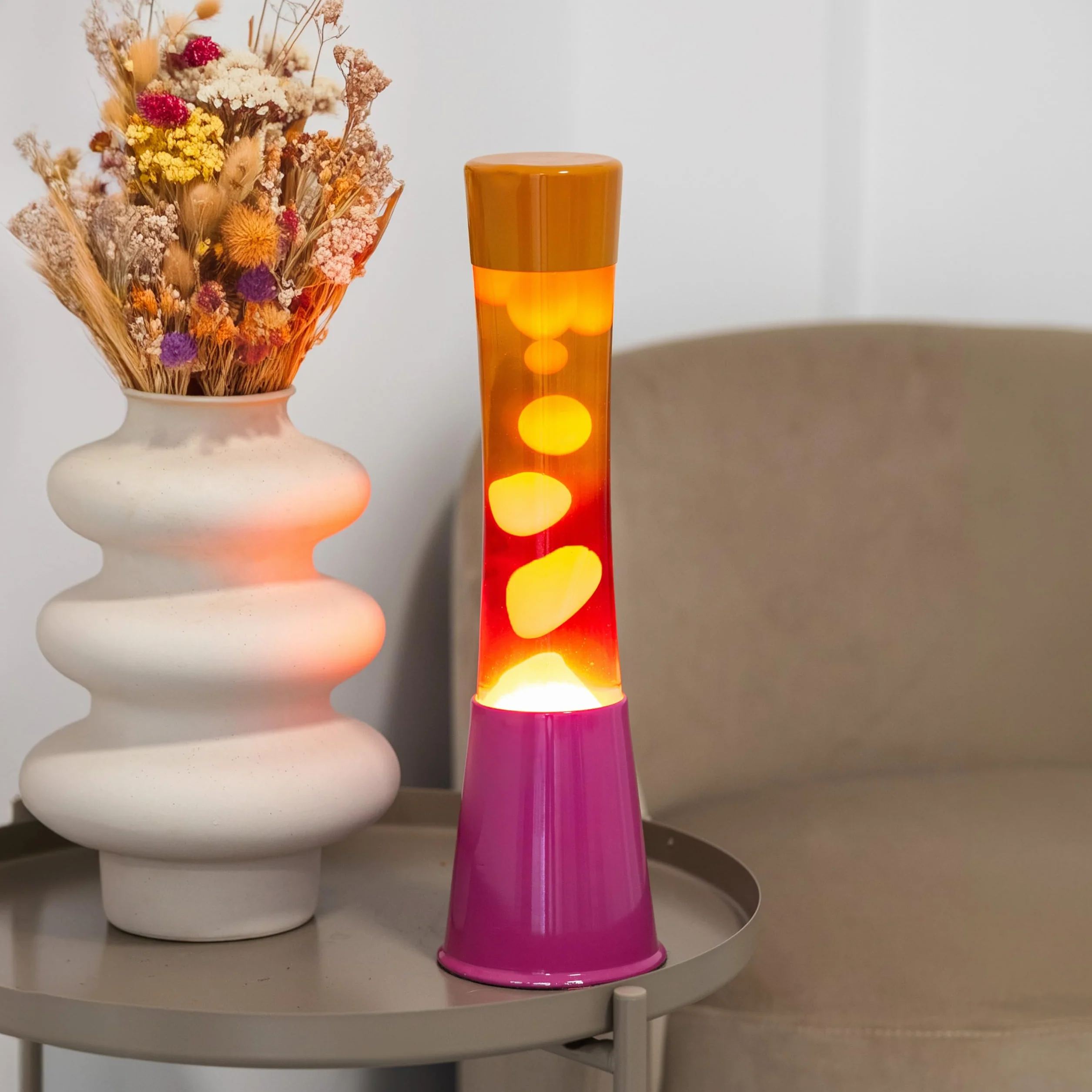 Fisura Lampa lawowa ombre różowo-pomarańczowa 11 cm x 11 cm x 39,5 cm z zapasową żarówką