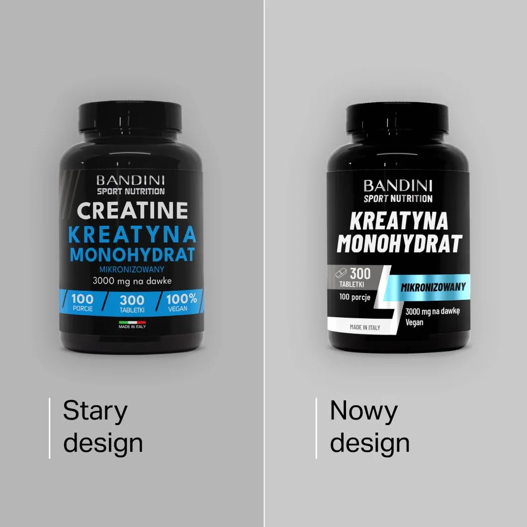 Bandini® Creatine Monohydrate Micronised 300 tabletek 3000 mg porcja wegański 100% czysty monohydrat kreatyny
