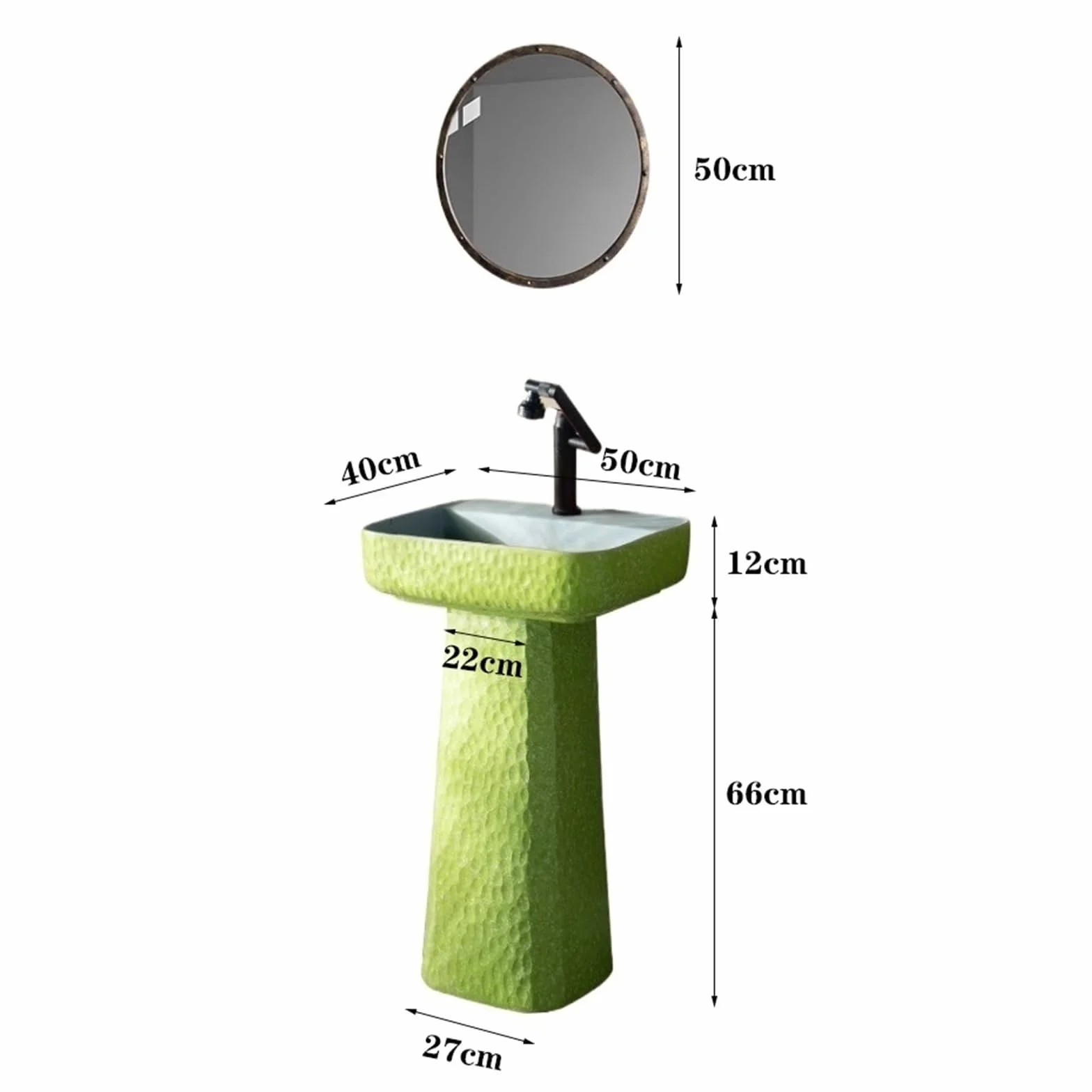 Umywalka Kolumnowa Z Pojedynczym Otworem Na Baterię, Ręcznie Robiona Ceramiczna Umywalka Nablatowa, Umywalka Dwuczęściowa, Umywalka Stojąca,E-One Size