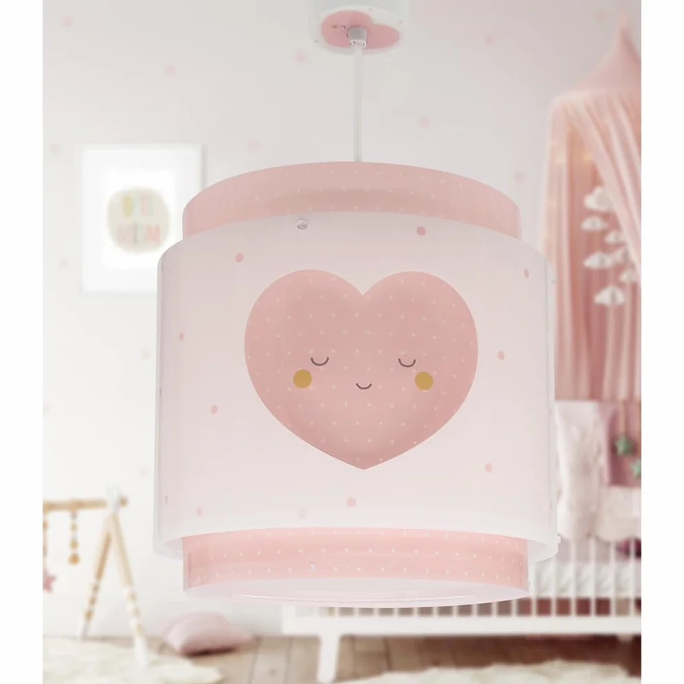 Dziecięca lampa sufitowa wisząca Baby Dreams z różowym sercem