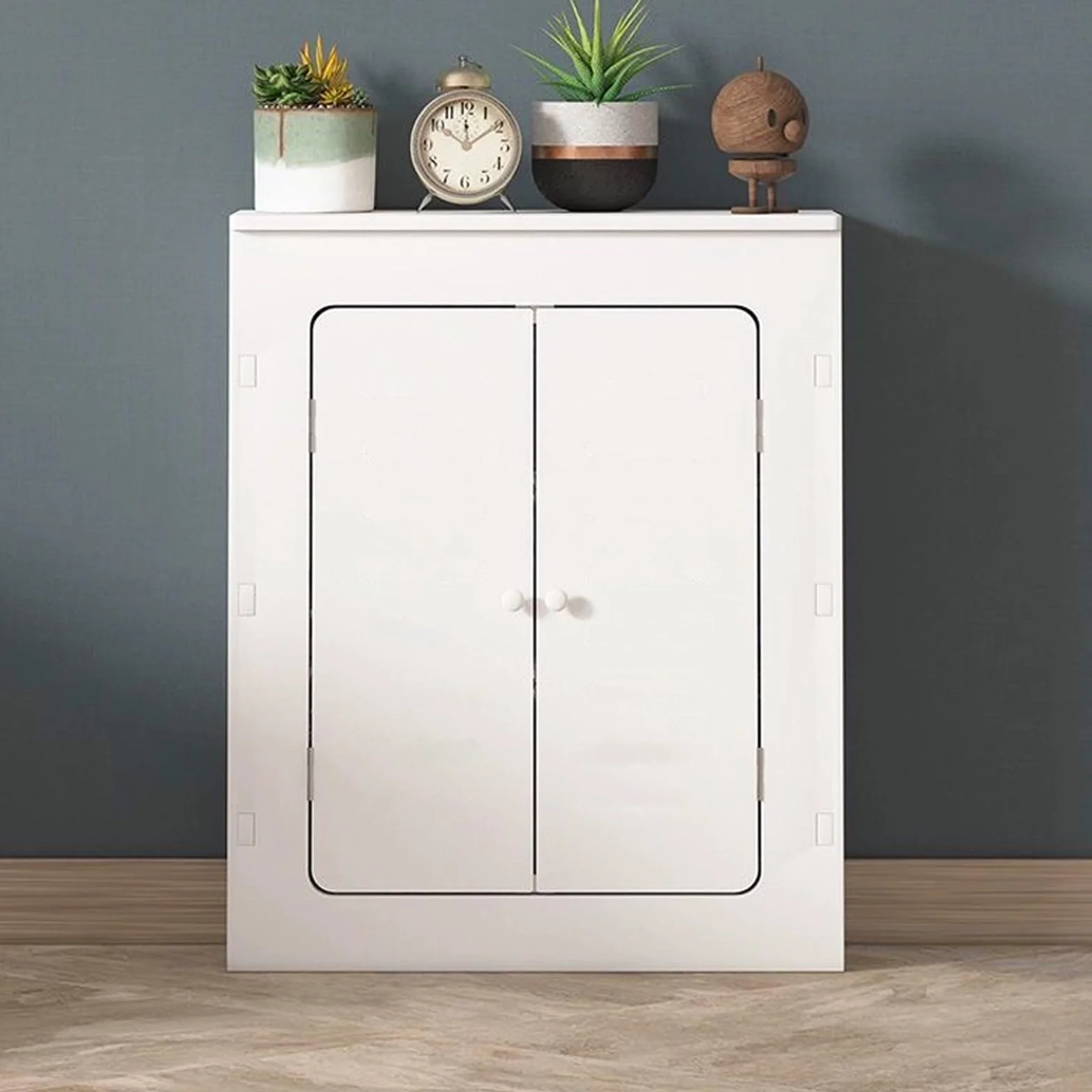 EasytoClean Wodoodporna osłona grzejnika i półka, podwójne drzwi, panele z tworzywa sztucznego, idealna do organizacji domu (60 x 60 x 15 cm)