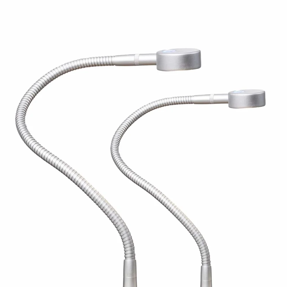 kalb Material für Möbel Lampa LED do czytania lampka do czytania, lampa flex, chromowana, srebrno-szara, przełącznik dotykowy, kolor: srebrnoszary/aluminium anodowane, rozmiar: zestaw 2 szt