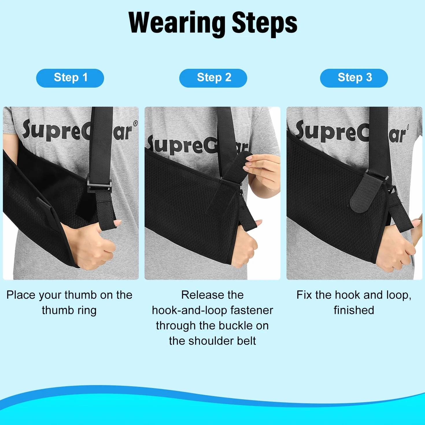 supregear Arm Sling, Lekka Regulowana Siatka Zawiesie na Ramię Immobilizer Rotator Mankiet Ramię Opaska Wspierająca na Urazy Barku, Złamane i Fracturado Kości, Pasuje Lewego i Prawego Ramię, XS