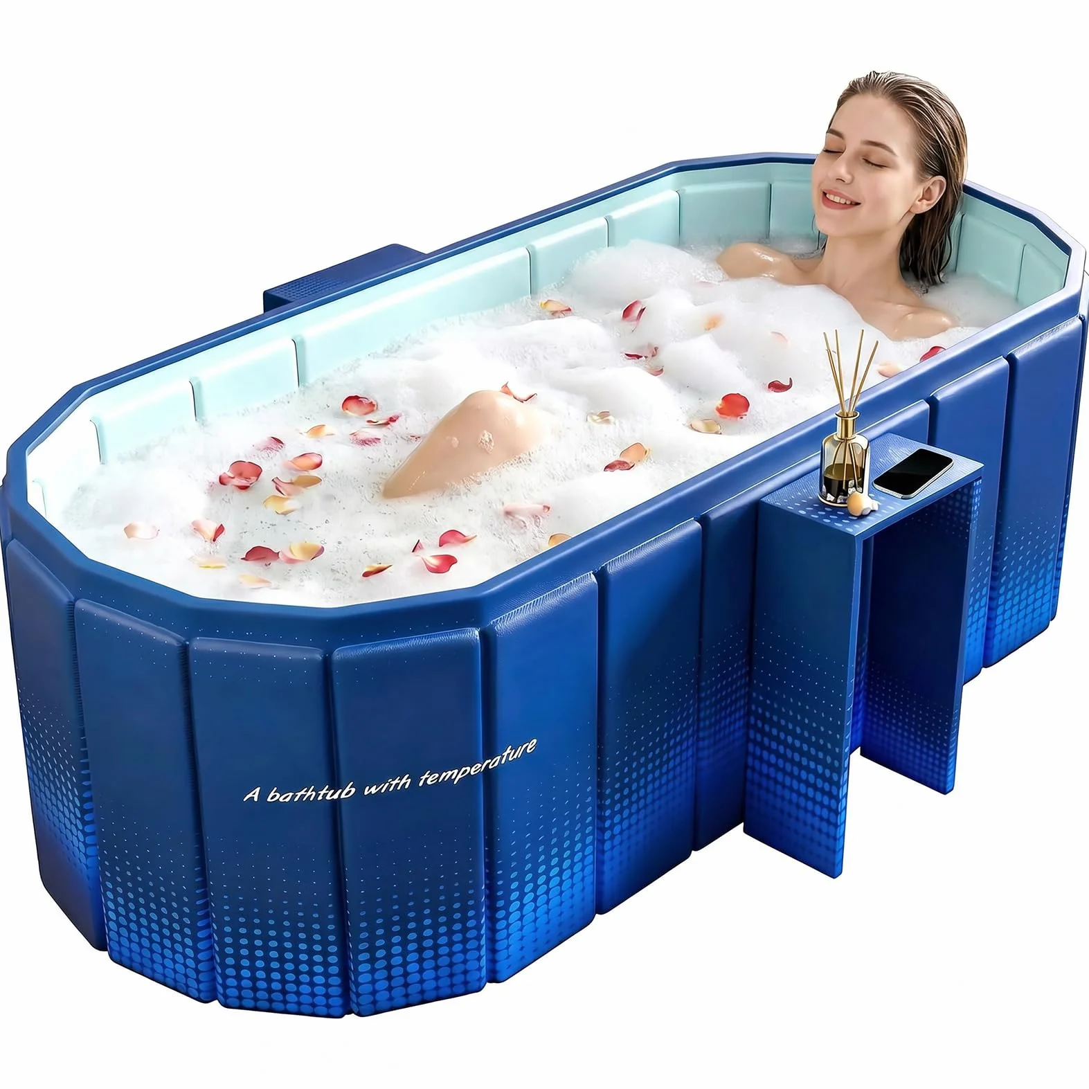 Przenośna wanna dla dorosłych, 119 cm, duża, składana, bez instalacji, do kabiny prysznicowej, do łazienki z gorącym SPA