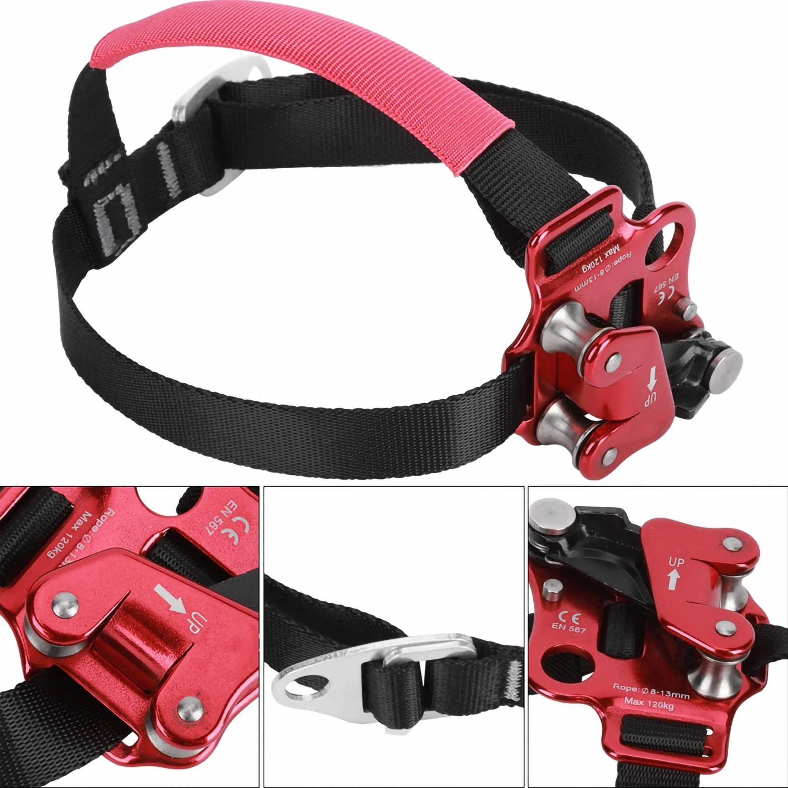 Alpinizm Foot Riser, 7075 Lotnictwo Aluminium Foot Ascender Odporność na korozję dla wspinaczki dla wspinaczy(Urządzenie wznoszące prawą nogę/czerwone),Inne artykuły do sportów ekstremalnych