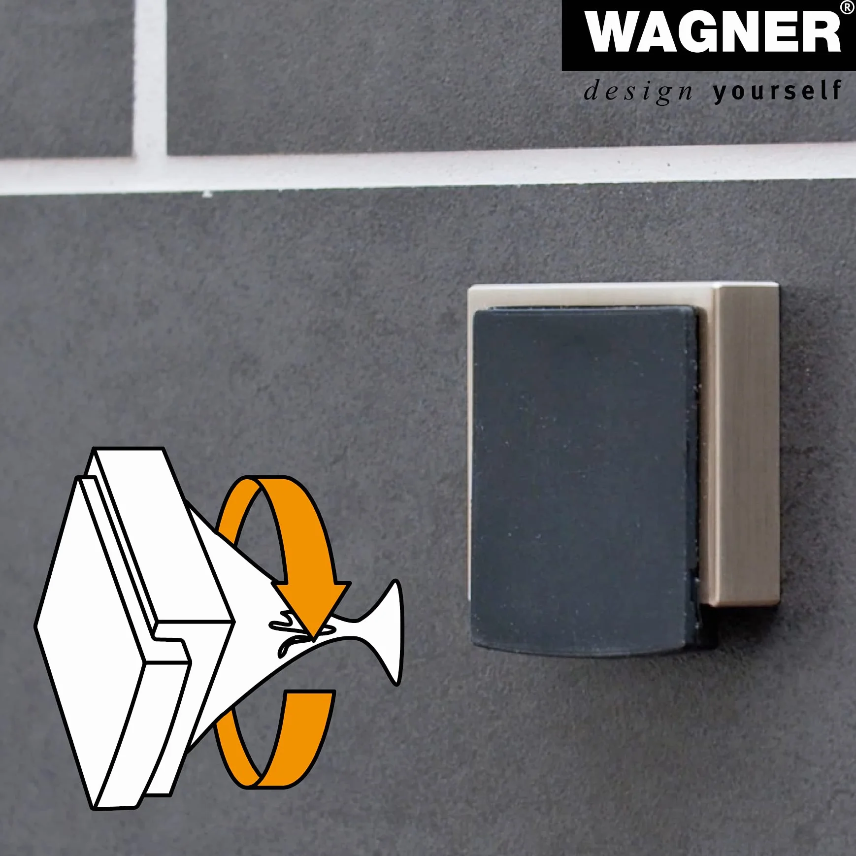 Wagner designerski stoper do drzwi podłogowych i ściennych SCREW OR GLUE/wkręcanie lub klejenie – 47 x 40 x 13 mm, szczotkowany metal, wygląd stali szlachetnej, kauczuk termoplastyczny, czarny, cena