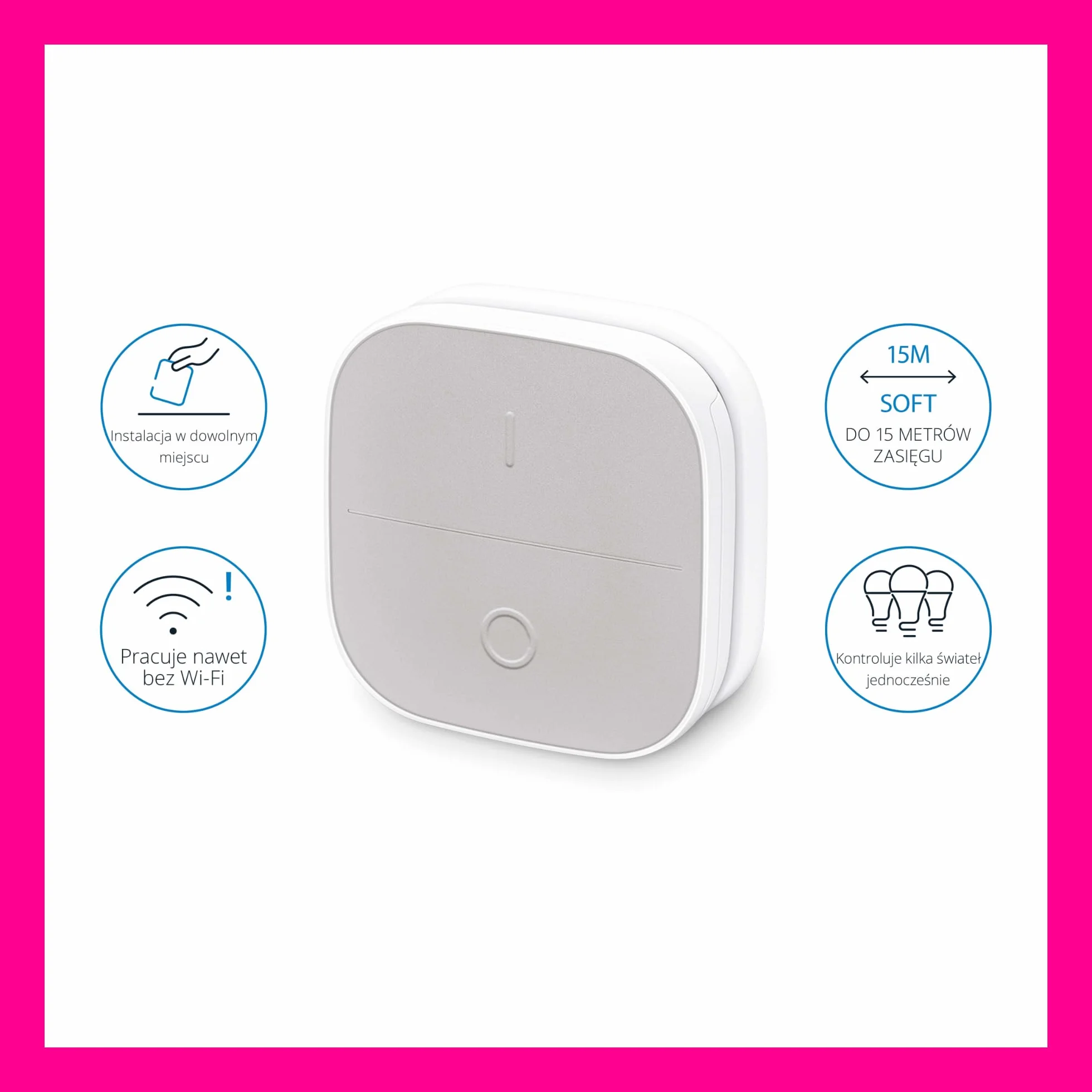 WiZ Inteligentny przycisk Smart Button, bezprzewodowy, sterowanie oświetleniem, zasięg 15 m, zasilanie bateryjne