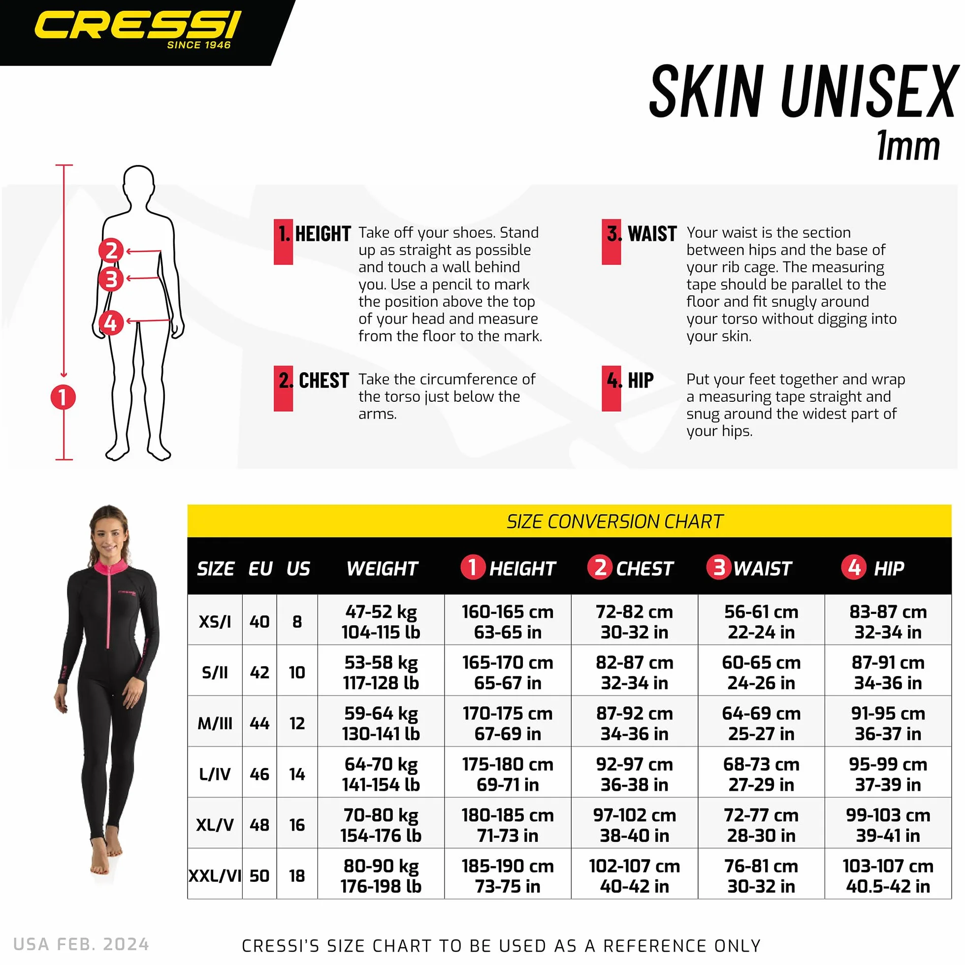 Cressi damska 1 mm jednoczęściowa skóra kombinezonu