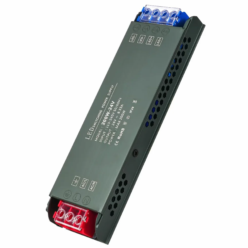 Transformator LED URAQT 220 V 24 V, 200 W Wejście transformatora LED, zasilacz niskonapięciowy AC na DC, sterownik stałego napięcia LED, niskonapięciowy transformator LED AC na DC