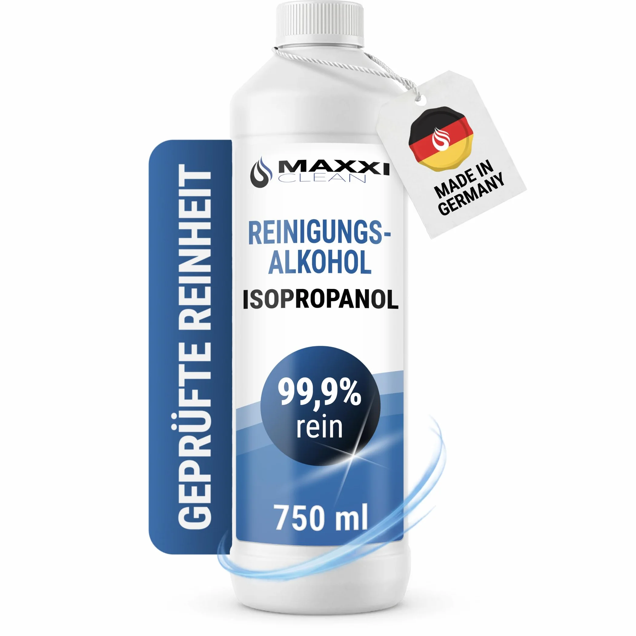 Maxxi Clean | Czysty izopropanol (99,9%) Alkohol czyszczący | 1x 750 ml Środek do usuwania tłuszczu i rozpuszczalnik | Alkohol do nacierania Alkohol izopropylowy