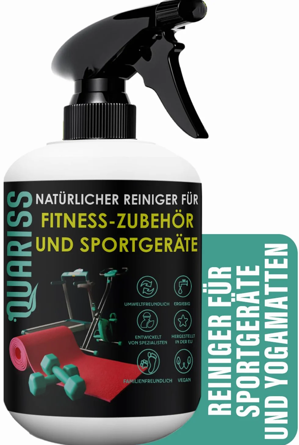 100% Naturalny środek czyszczący do akcesoriów fitness i sprzętu sportowego - Maty - Wodoodporne powierzchnie Zrównoważony i wegański 0,5 litra