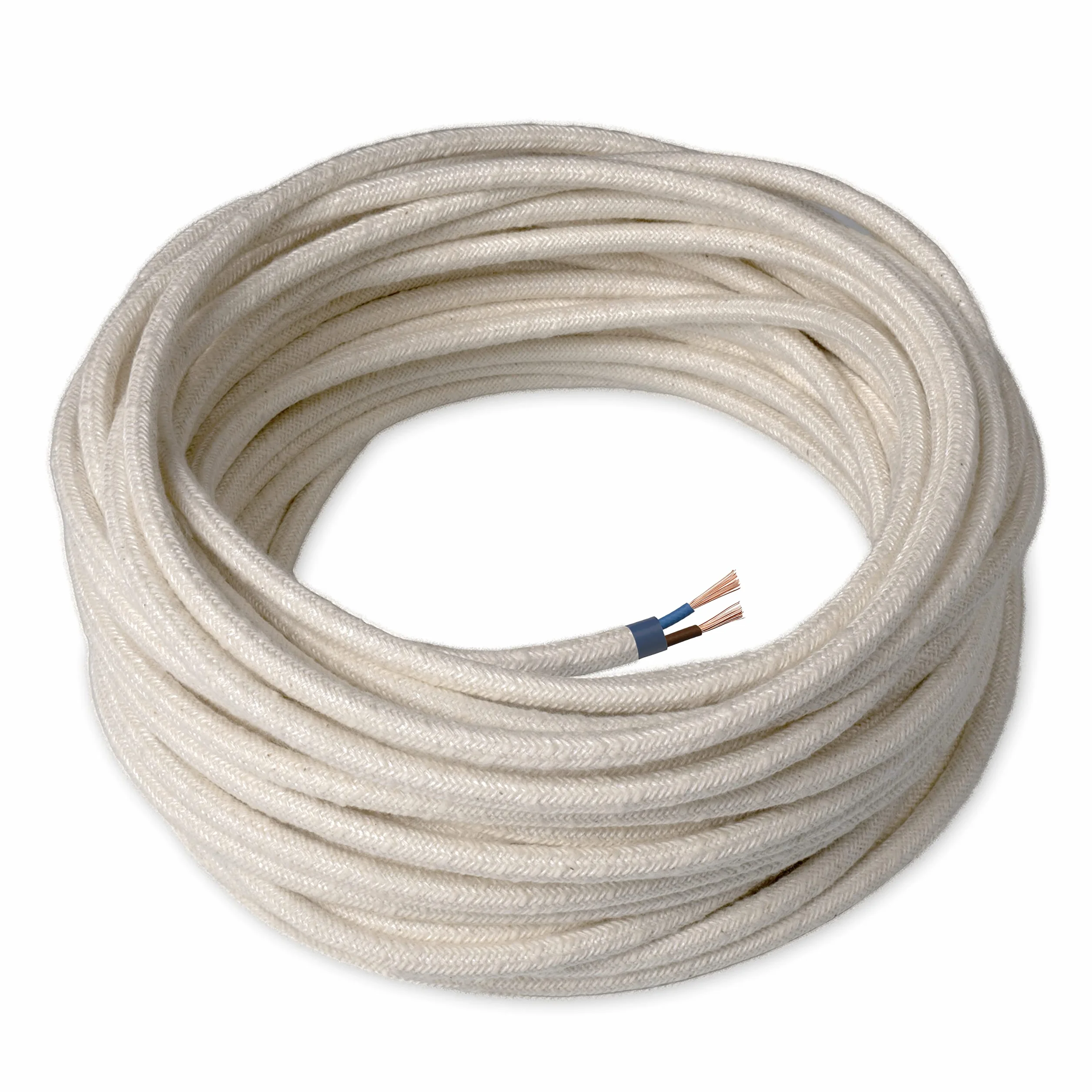 Amarcords - Kolorowy tekstylny kabel elektryczny LABRADOR, okr?g?y, len, 20 metrów, z dwoma przewodami 2x0,75 - Pokryty kolorow? tkanin? vintage kabel do lamp, yrandoli, kinkietów i aba?urów