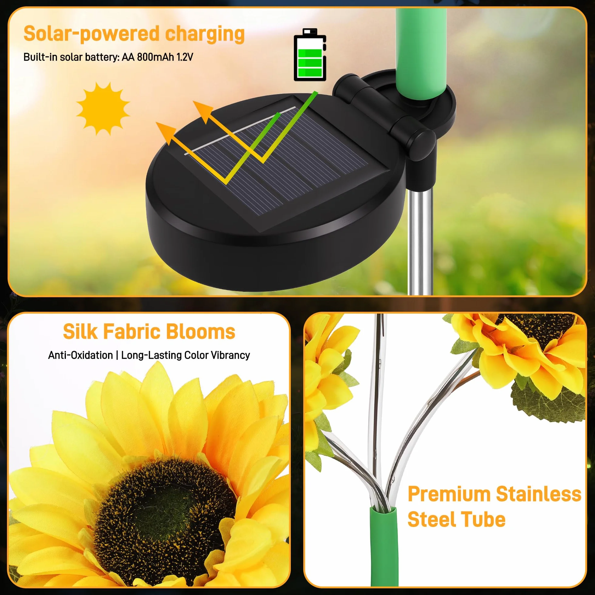 Starvortex 2-Pack światła solarne do ogrodu na zewnątrz, wodoodporne światło solarne do ogrodu, akcesoria ogrodowe z 60 LED, dekoracyjne światła solarne na ścieżki, trawnik, balkony, imprezy