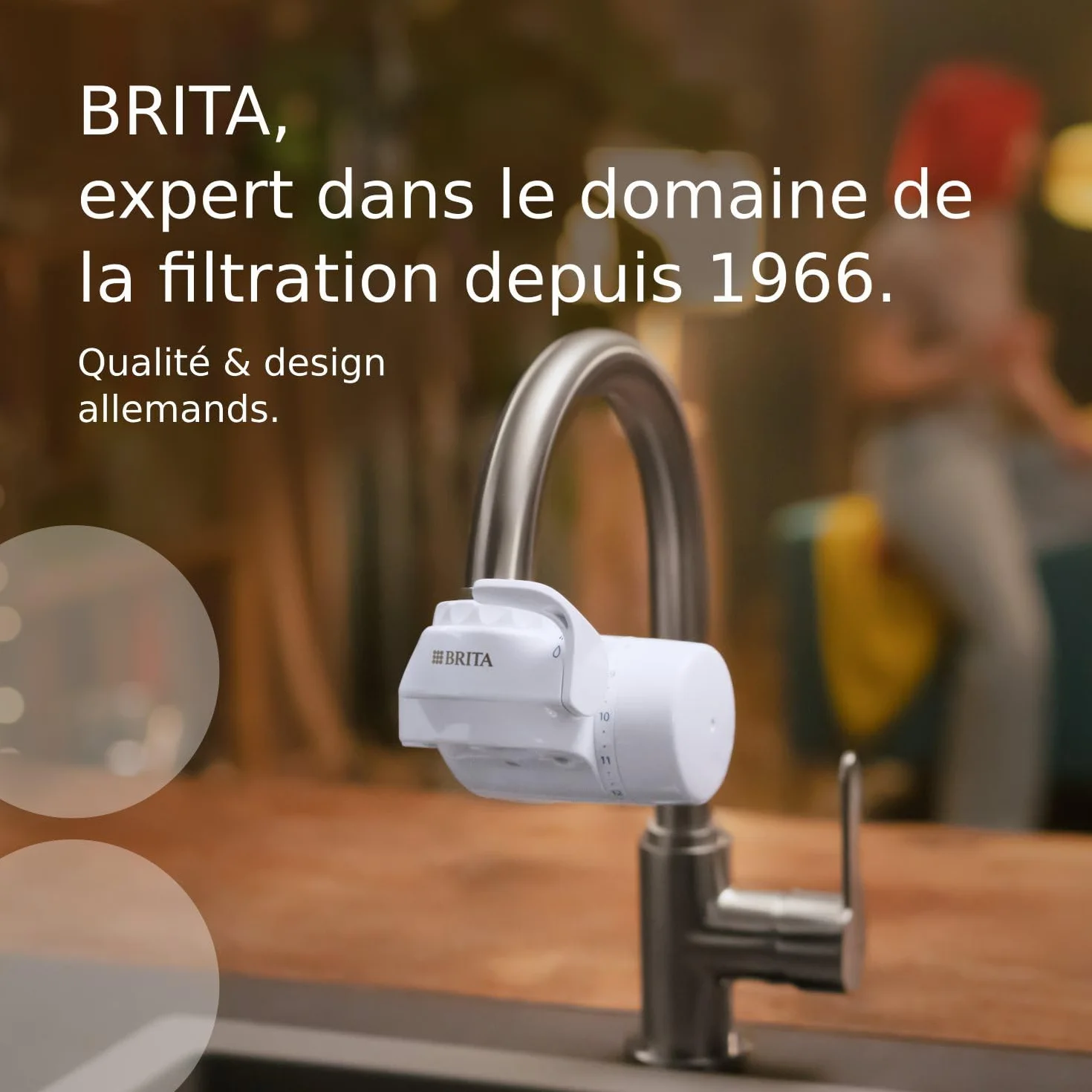 BRITA ON TAP V filtr do wody z kranu redukuje chlor PFAS metale wskaźnik czasu trwałości filtra