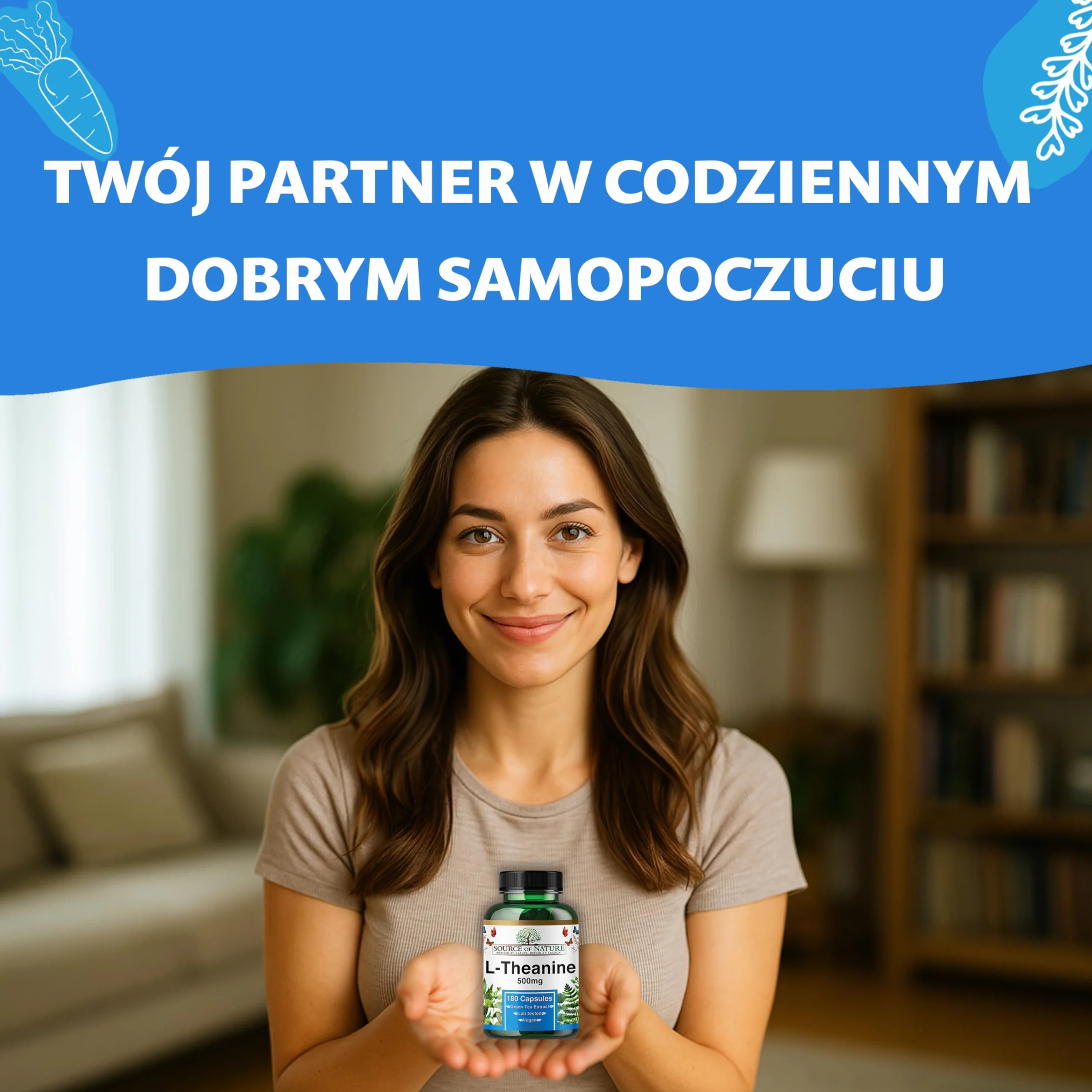 L-Teanina 500 mg – 180 Wegańskich Kapsułek – Wysoka Dawka Aminokwasu z Zielonej Herbaty | 6-Miesięczny Zapas | 98% Czystości, Bez Dodatków | Wyprodukowano w Danii