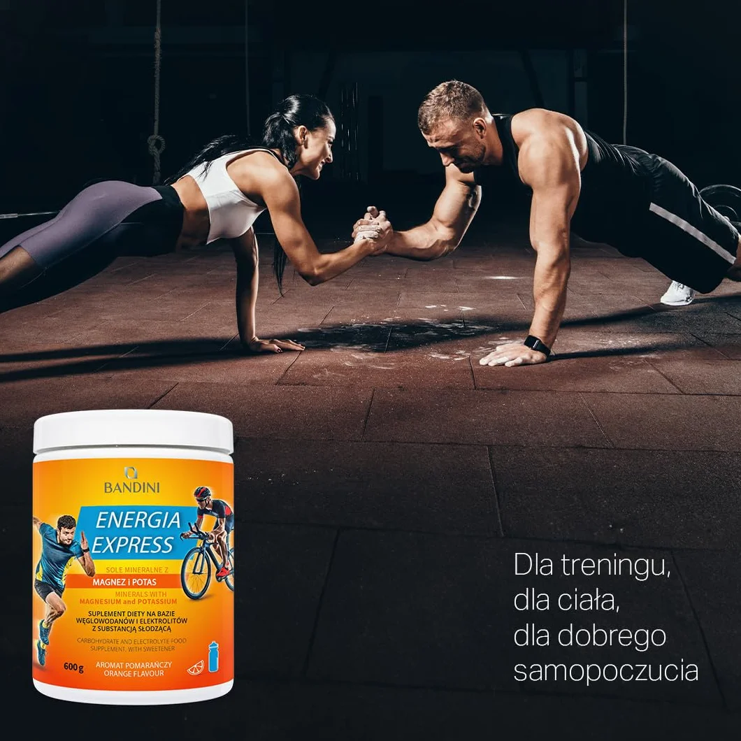 Bandini® Energia Express 600 g - Bandini Pharma suplementy diety - Na bazie węglowodanów i elektrolitów - opakowanie 600 g - Sole mineralne z magnezem i potasem