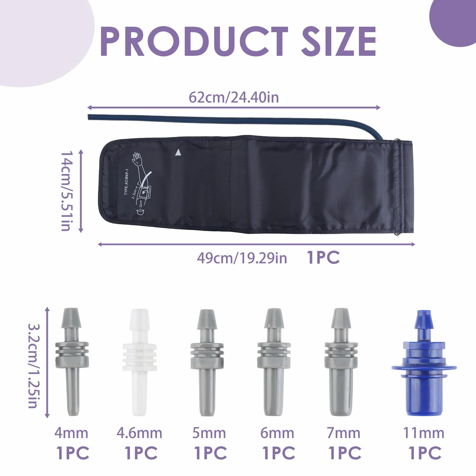 Bardzo duży mankiet do pomiaru ciśnienia krwi 22-32 cm, bardzo duży mankiet do pomiaru ciśnienia krwi 22-32 cm, kompatybilny z większością monitorów BP