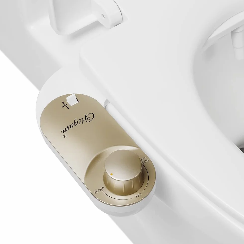 GLIGAM Bidet, nasadka do bidetu do toalety, nieelektryczny opryskiwacz bidetu słodkiej wody z dyszą samoczyszczącą, regulowana kontrola ciśnienia i regulacja kąta (szampański)