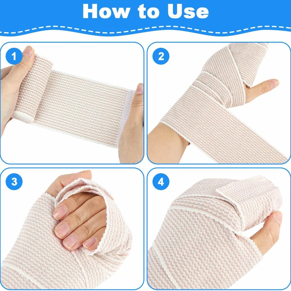 Bandaż elastyczny Premium, 4 rolki, 7,5 cm x 4,5 m + 10 cm x 4,5 m, na wsparcie kostki, ramion i nóg