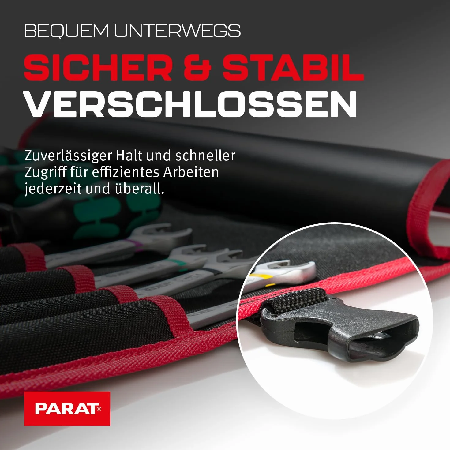 PARAT BASIC Roll-Up Case 20 | zwijana torba na 20 narzędzi z nylonu | kompaktowa torba na narzędzia z zamknięciem wtykowym | pusta rolka na narzędzia dla rzemieślników | torba na narzędzia premium