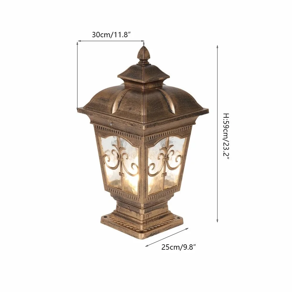 Wodoodporna zewnętrzna lampa słupkowa IP65, odlewana ciśnieniowo aluminiowa willa na dziedzińcu, latarnia ogrodowa, latarnia słupkowa, europejski wzór, lampy solarne, oprawa oświetlenia ogrodowego na