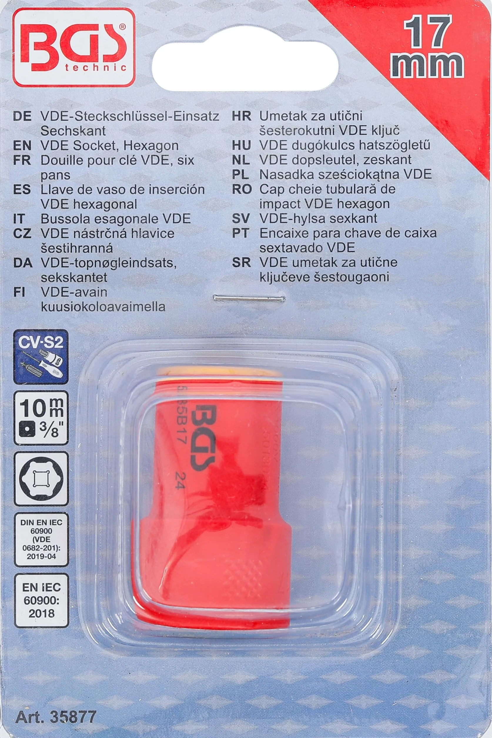 BGS 35877 | Nasadka sześciokątna VDE | 10 mm (3/8") | 17 mm