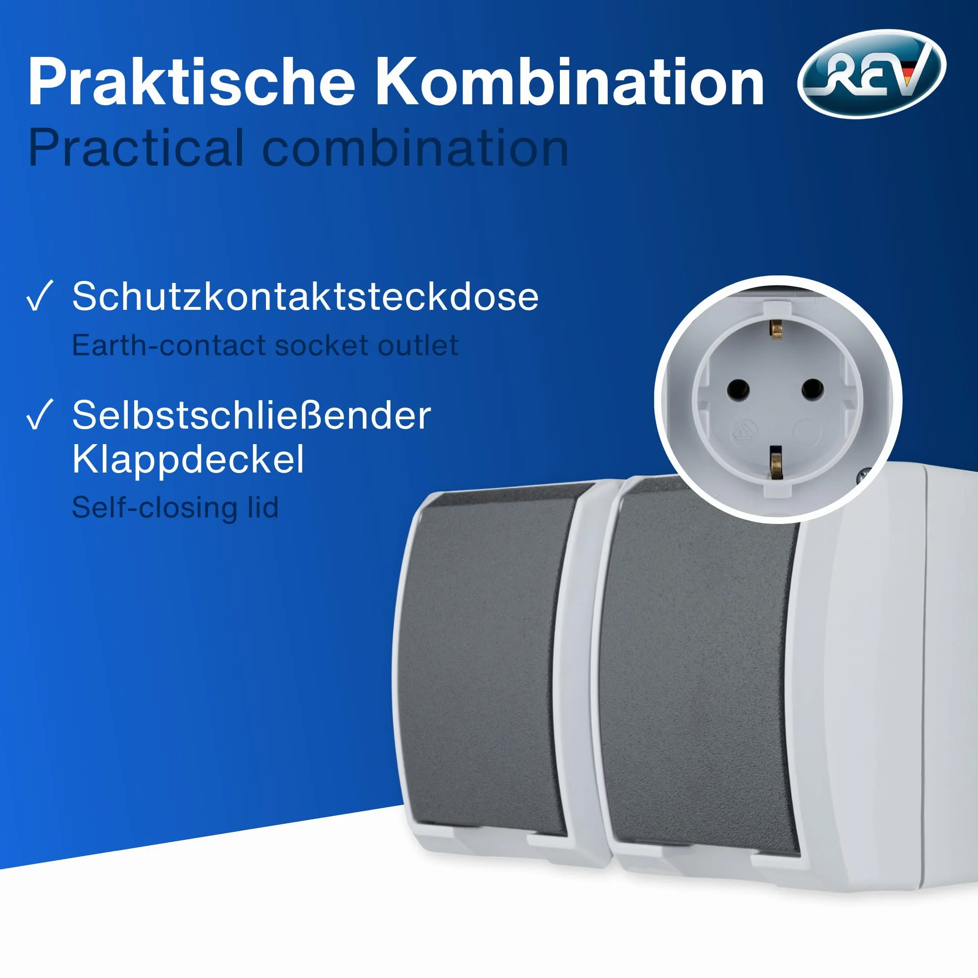 REV Ritter 0510221777 A-Form, 2 moduły AP IP44, szare
