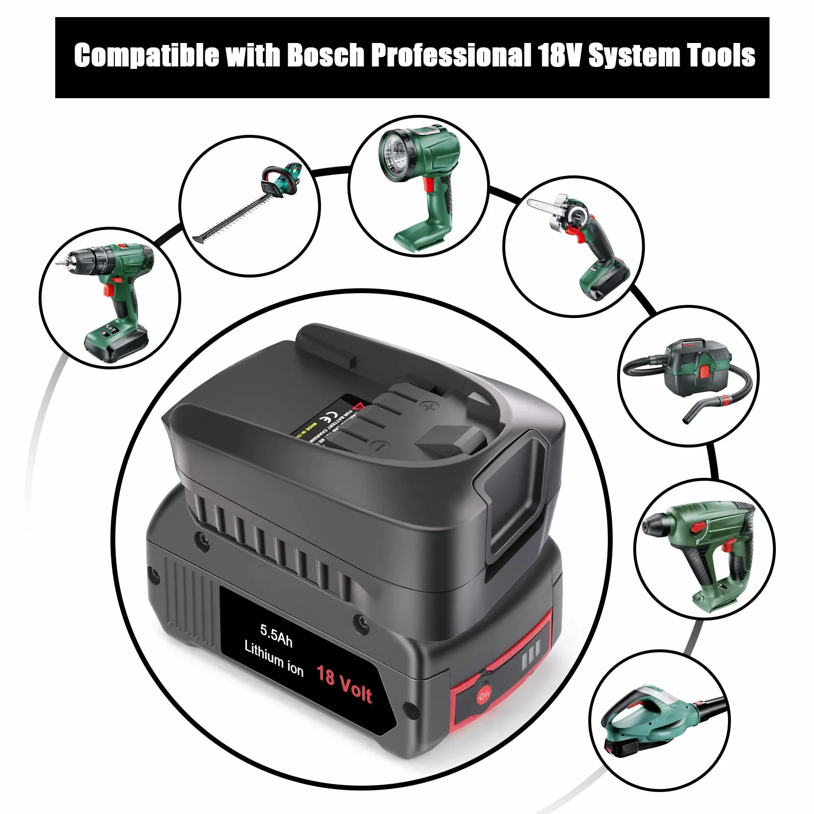 Adapter do Bosch Baterii 18V BAT609 BAT610 BAT618 BAT619 konwersja do PBA 18V Bezprzewodowy