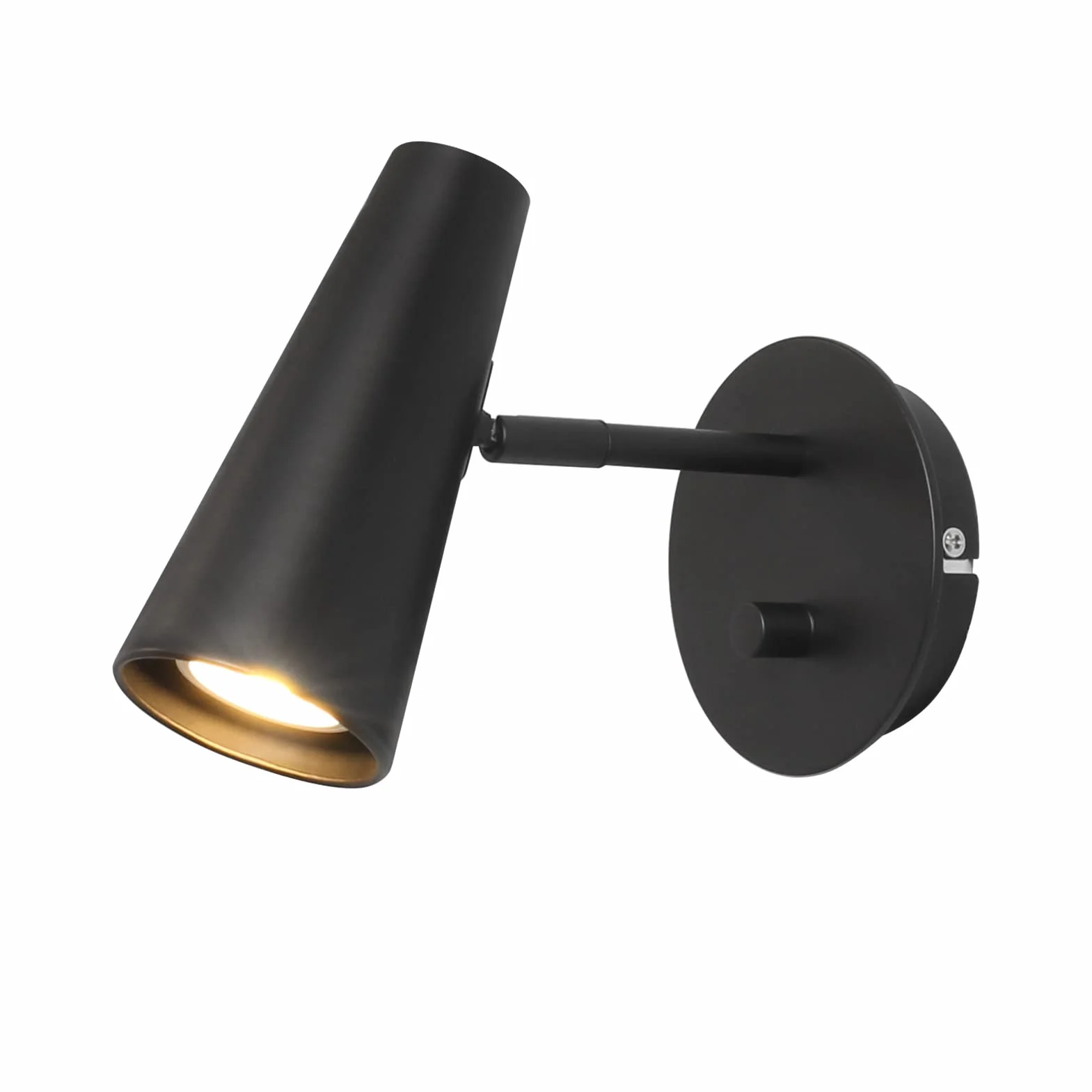DAWALIGHT Reflektor ścienny z przełącznikiem LED 5W 3000K ciepła biel, ściemnialna GU10, prosta lampa ścienna, regulowane oświetlenie do salonu, sypialni, korytarza, hotelu, aluminium, czarny