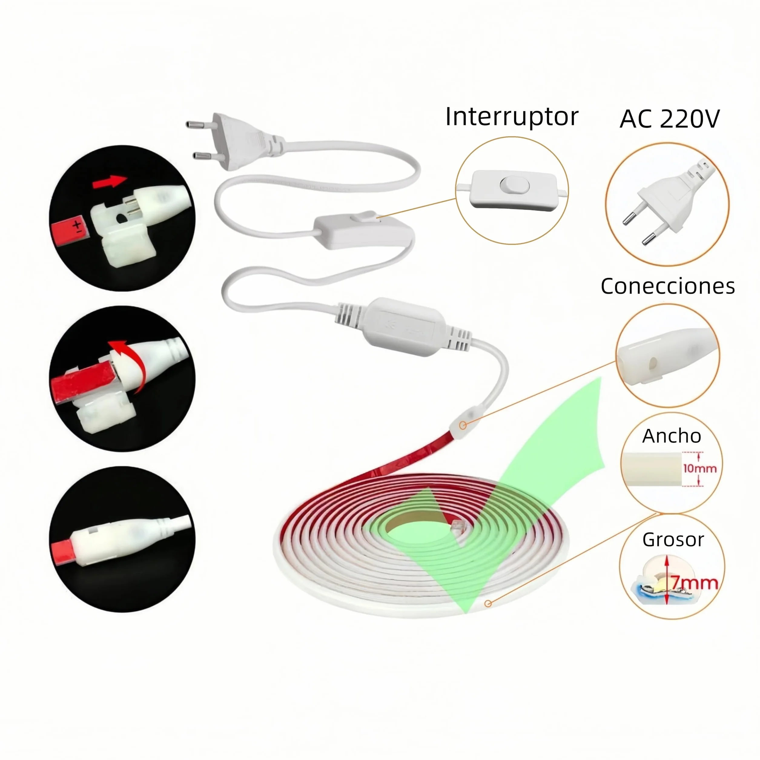 ONSSI Neonowe taśmy LED 220V 12W/m 288 LED/m COB IP65 5m