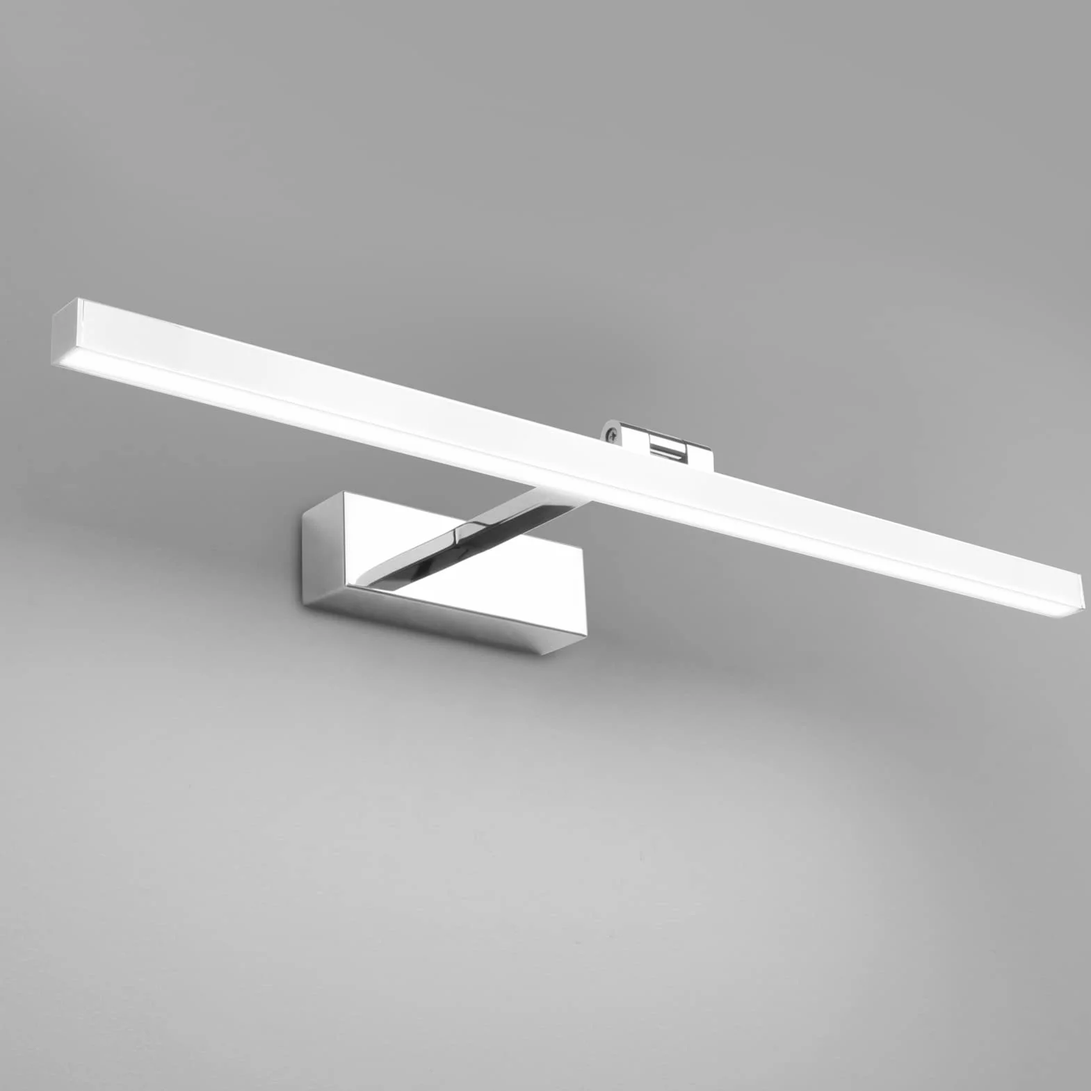 Klighten Lampa lustrzana LED obracana o 180° lustro oświetlenie szafki łazienka 14 W 60 cm lampa ścienna LED 5000 K-5500K, chrom