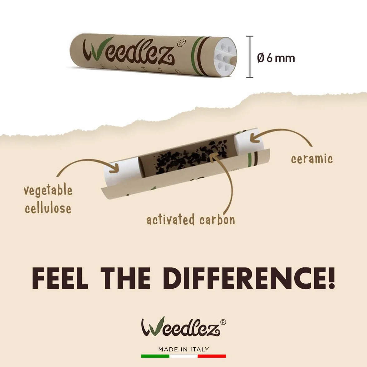 Filtry z węglem aktywnym i celulozą - 6,2 mm - Weed (50) (krem)