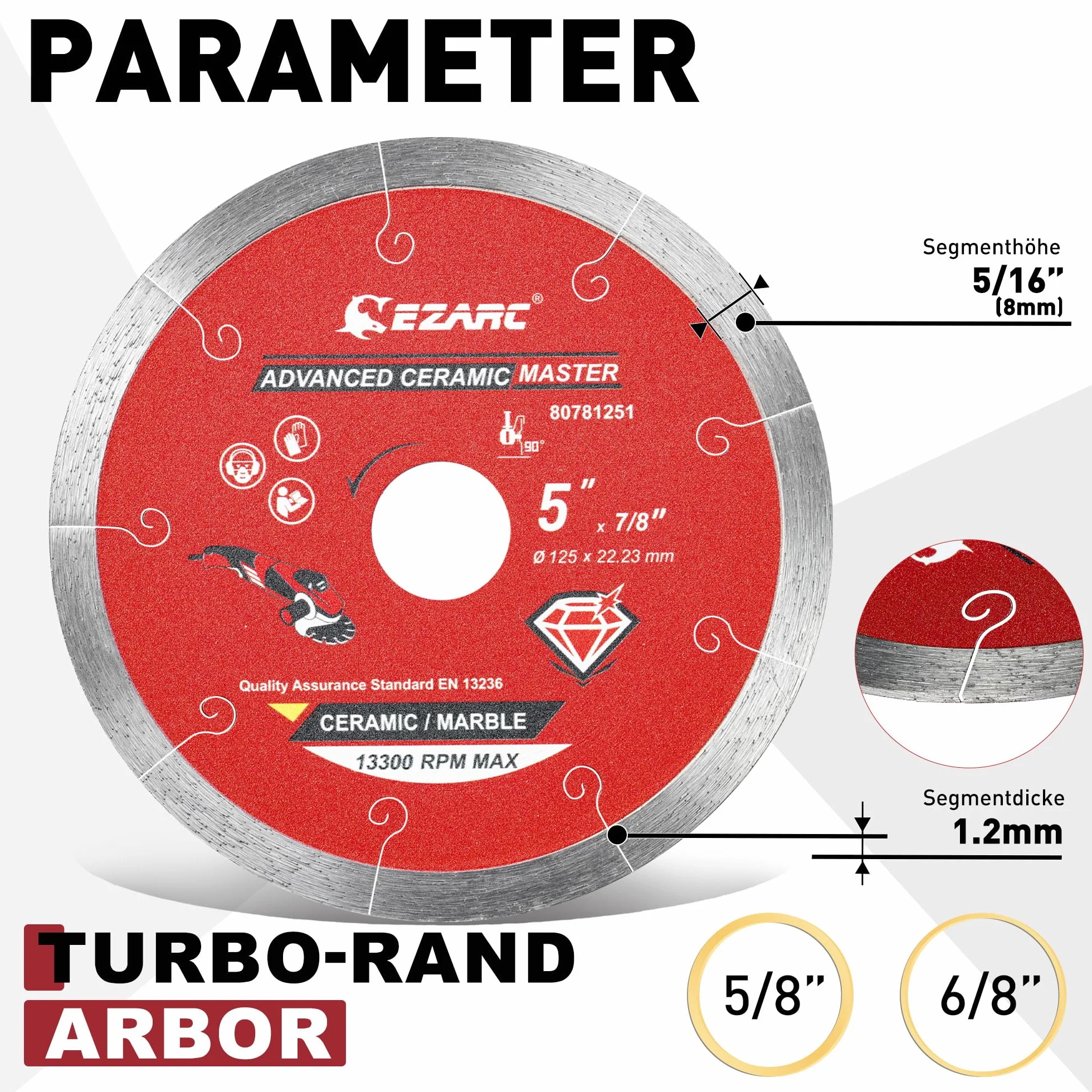 EZARC Super cienka diamentowa tarcza do cięcia 125 mm.