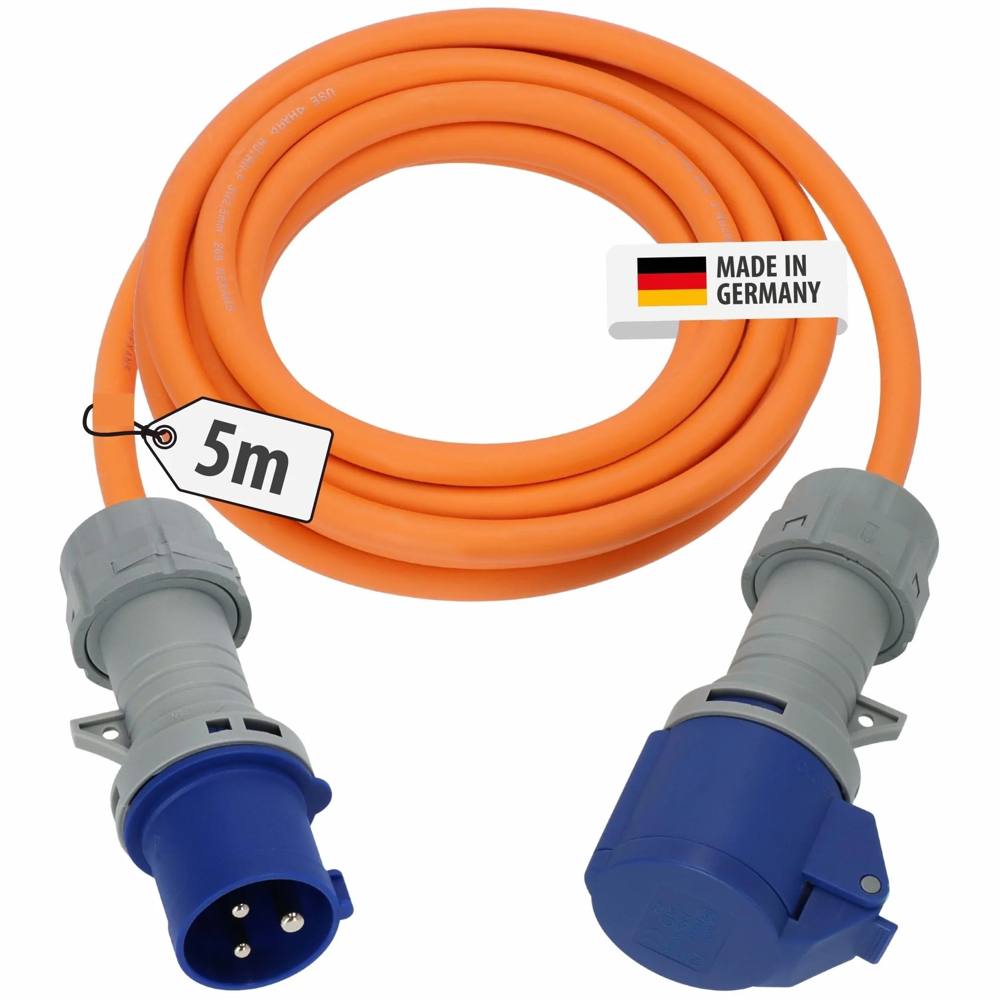 Brennenstuhl CEE 230V przedłużacz kempingowy 5m z wskaźnikiem napięcia LED (kabel H07RN-F 3G2,5, kabel zasilający do campingu do stałego użytkowania na zewnątrz IP44, Made in Germany)
