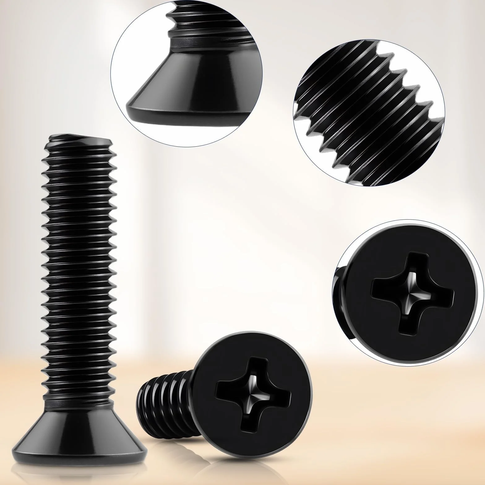 Mbsomnus 60 sztuk śrub z łbem stożkowym M4 x 10 mm, śruby z łbem stożkowym M4, śruby gwintowane z łbem płaskim do drzwi, okien, stołów, krzeseł, ogrodzeń