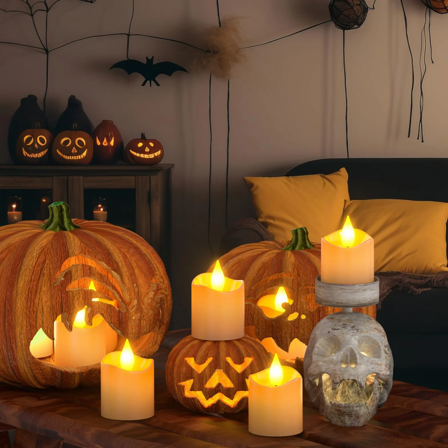 SoulBay Akumulatorowe świeczki LED ze stacją ładującą i timerem, 12 sztuk LED świeczki akumulatorowe elektryczne świece z pilotem funkcja timera na imprezę pokój salon Halloween Boże Narodzenie