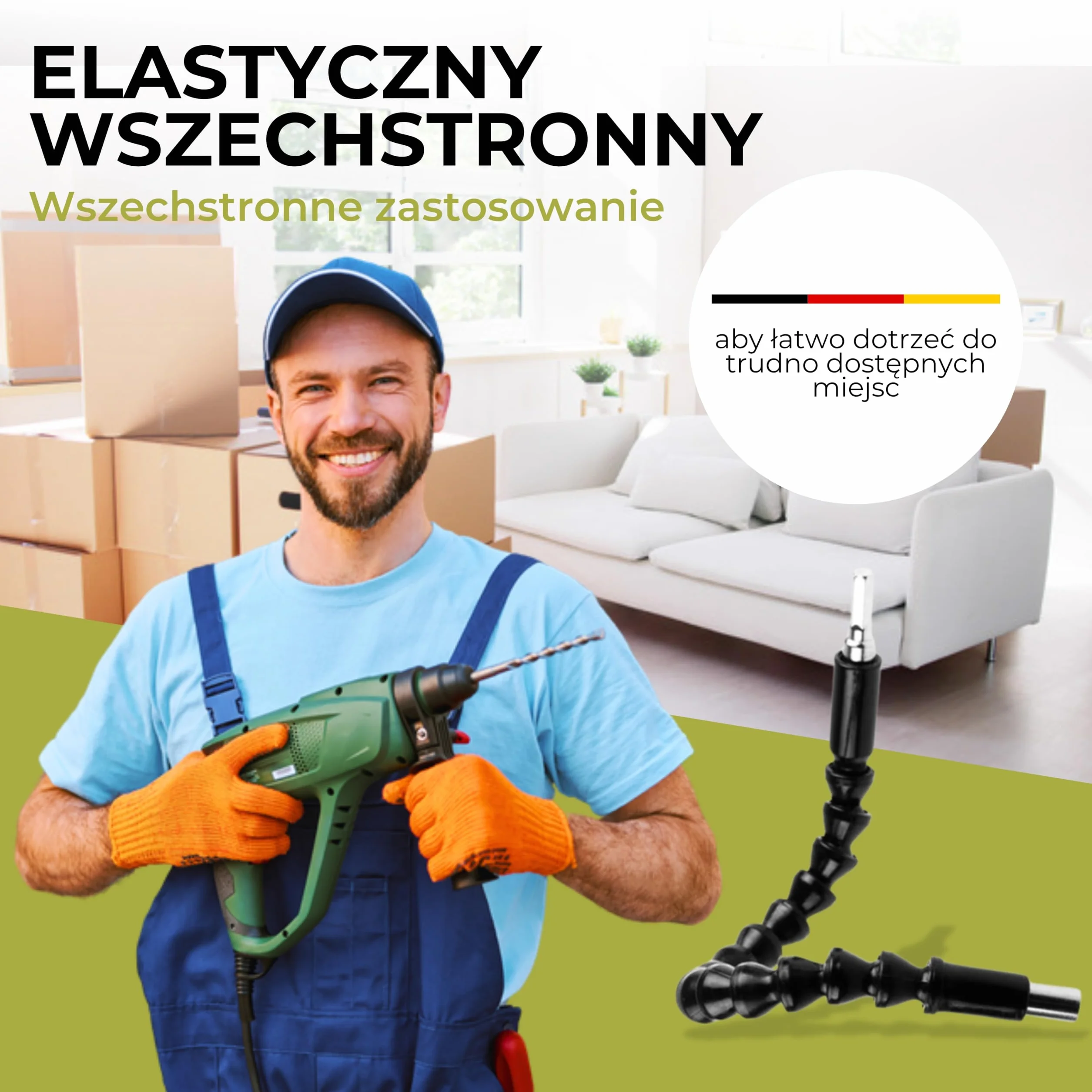 Solidny adapter kątowy do wkrętarki, magnetyczny krótki adapter 90 stopni! | Poręczna przystawka kątowa do wiertarki z momentem do 75 Nm. Wytrzymała, niewielka końcówka z przedłużką z ulepszonej stali.
