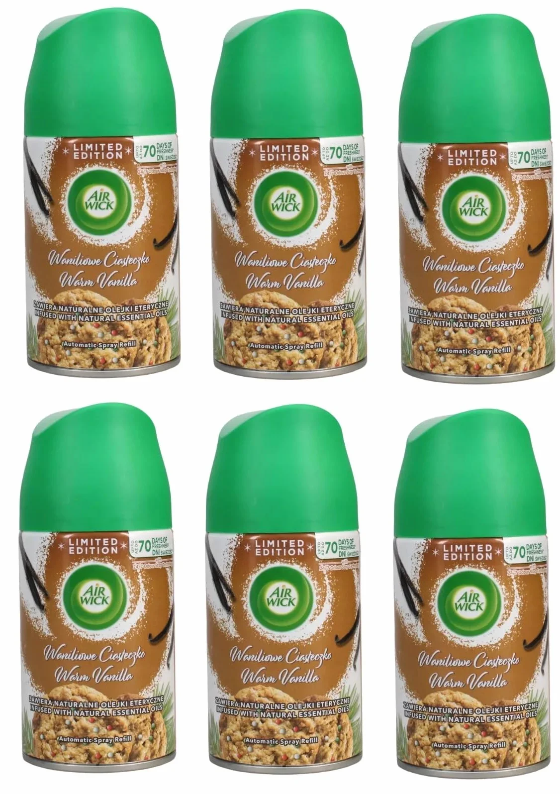 6 x wkład do sprayu Air Wick Freshmatic 250 ml - ciepła wanilia