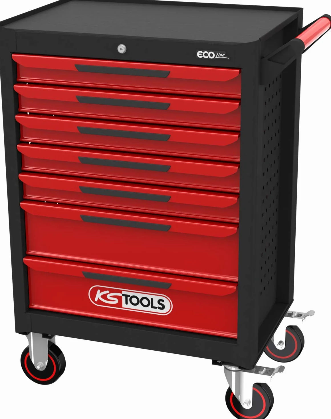 KS Tools 897.0007 ECOline Wózek warsztatowy CZARNO/CZERWONY z 7 szufladami