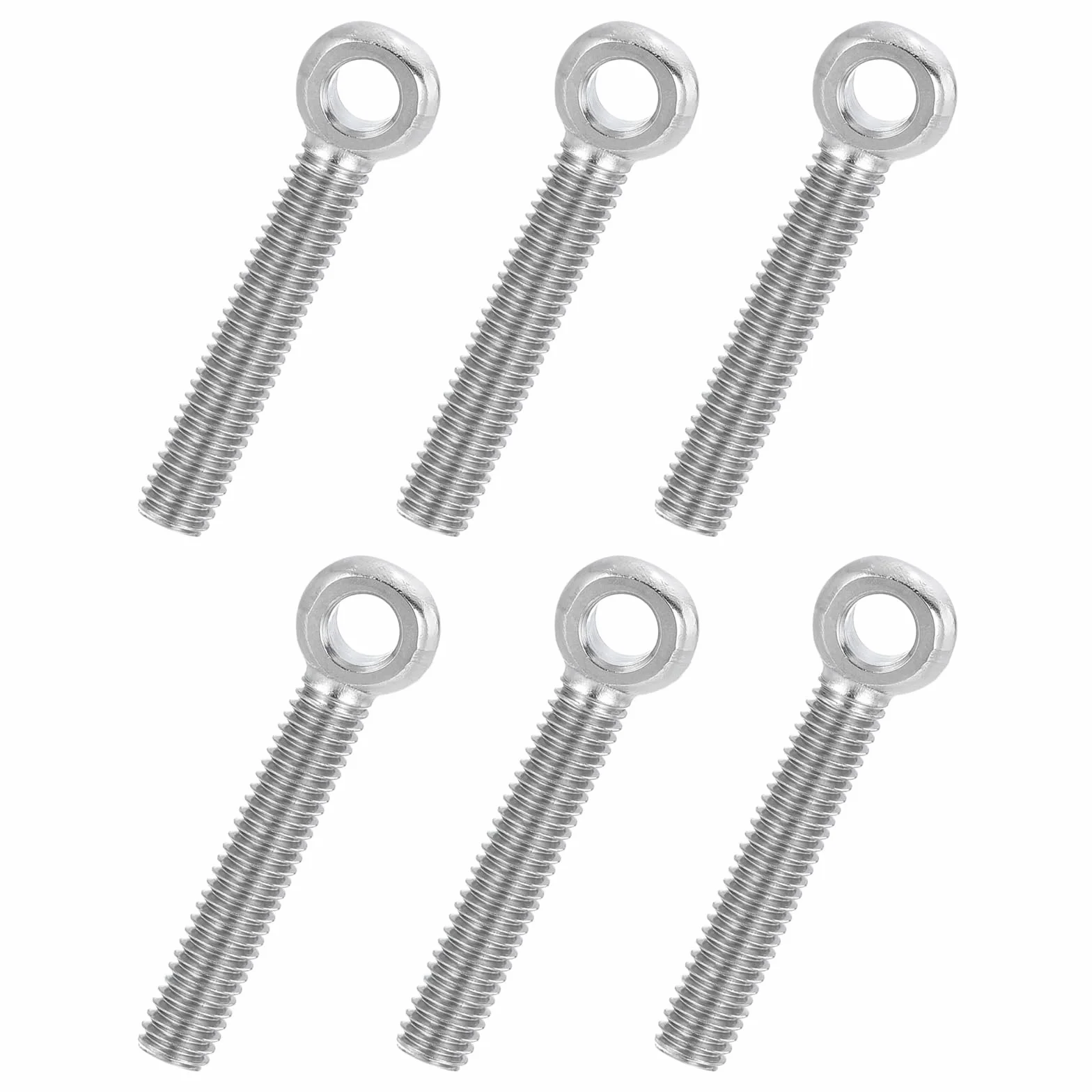 PATIKIL 6 szt. Obrotowa śruba oczkowa M6 x 35 mm, 304 metryczna stal nierdzewna pełny gwint w kształcie ryby oko otwór szczelinowy śruba akcesoria metalowe śruby, srebrny